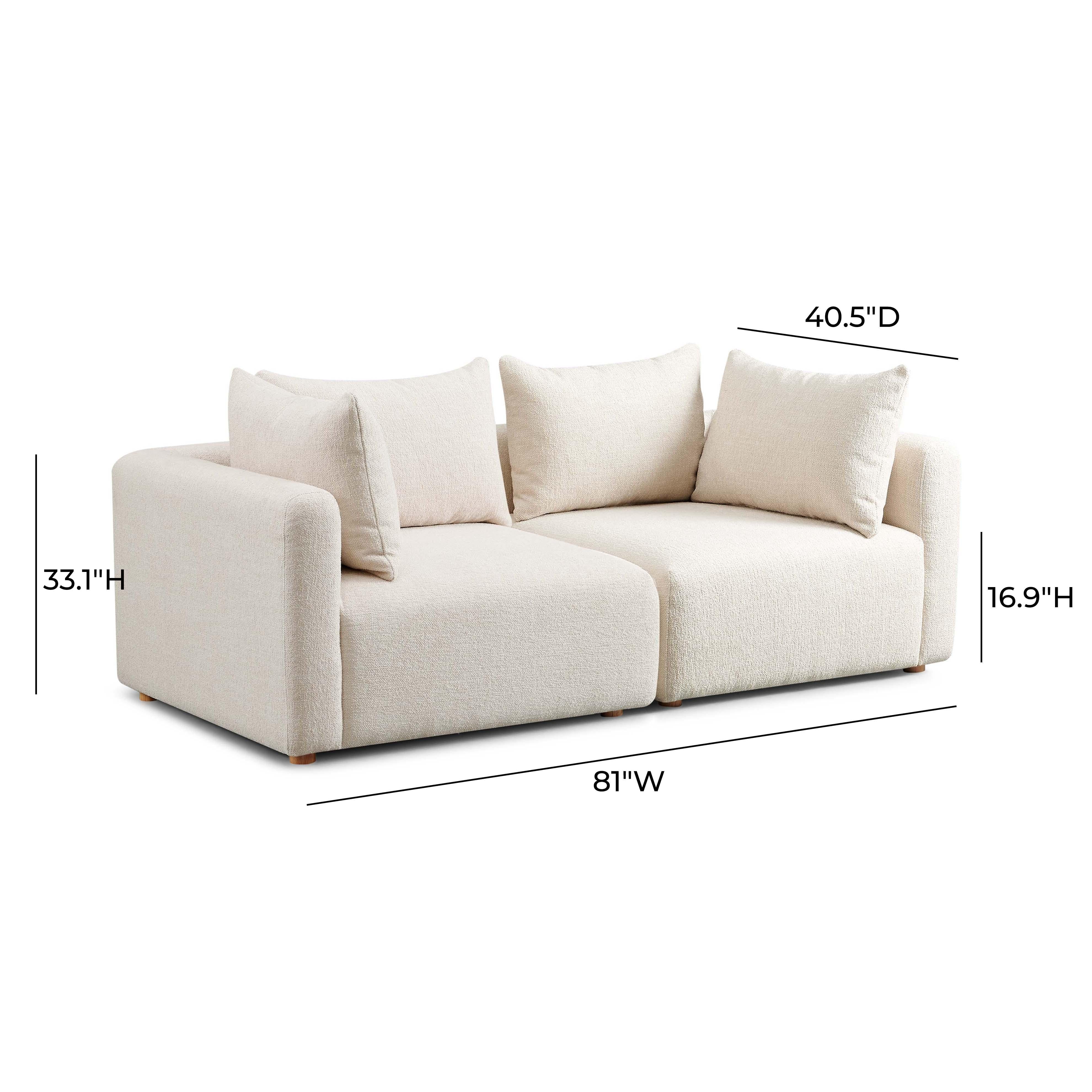 Hangover Cream Heavy Textured Fabric Loveseat