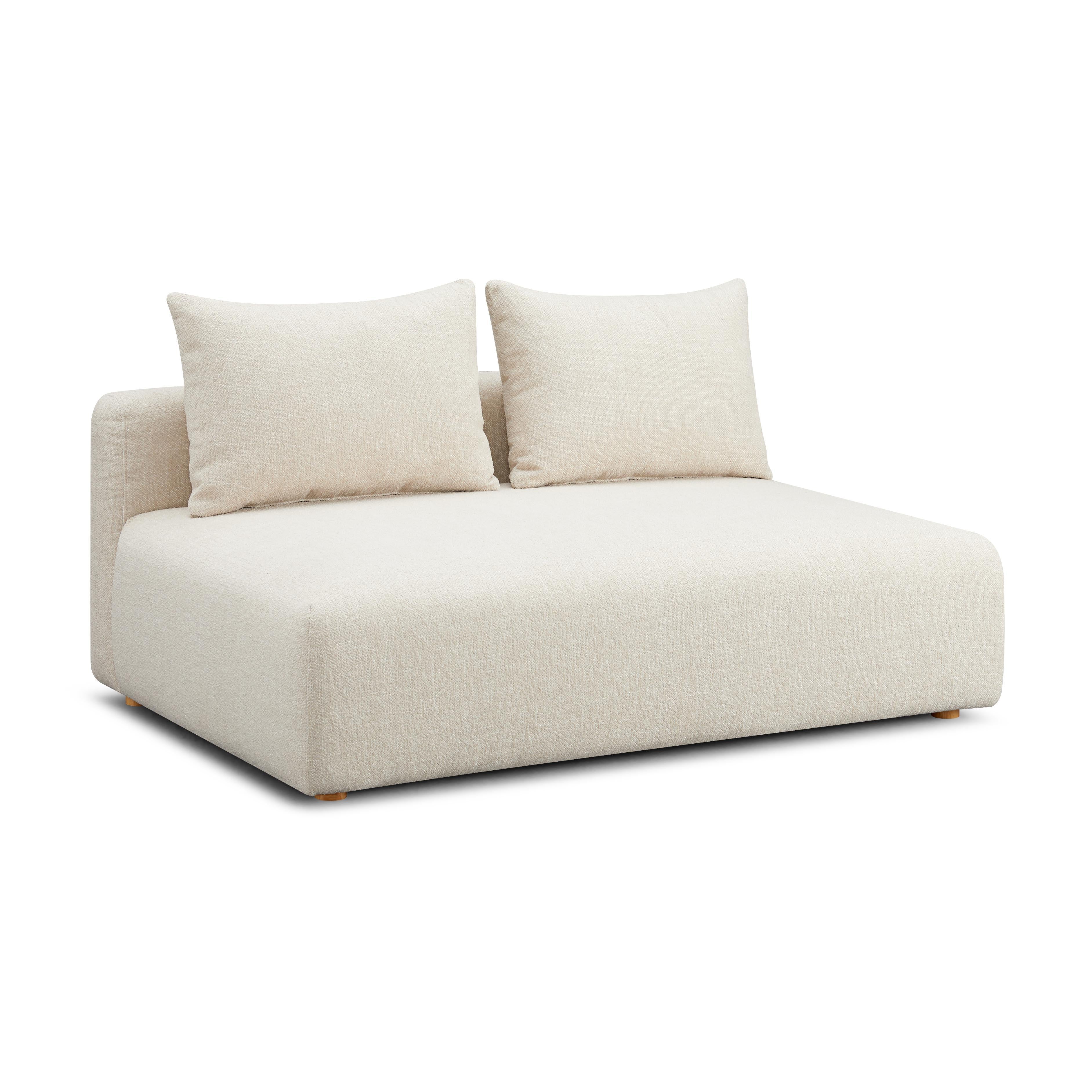 Hangover Cream Heavy Textured Fabric Modular Loveseat