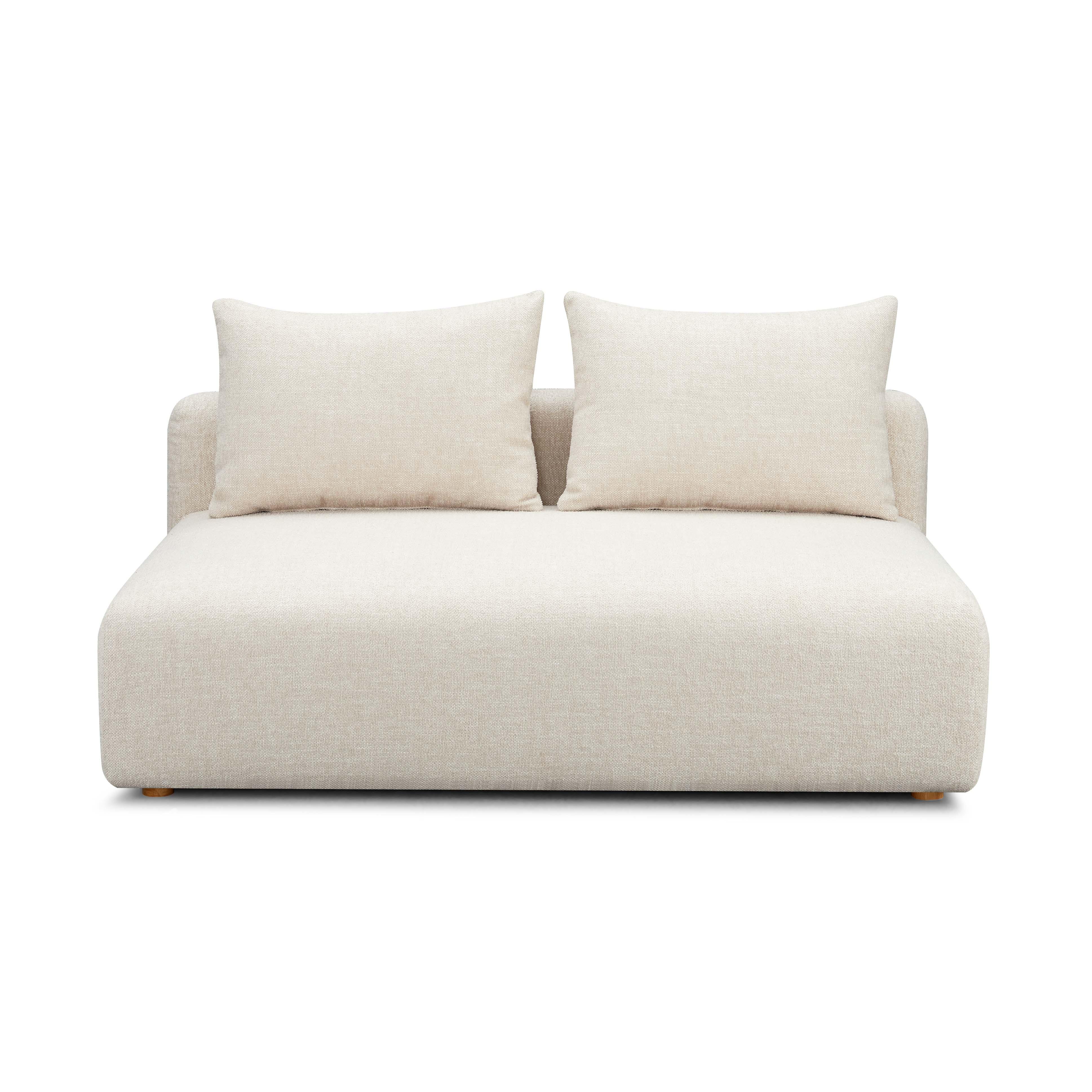 Hangover Cream Heavy Textured Fabric Modular Loveseat