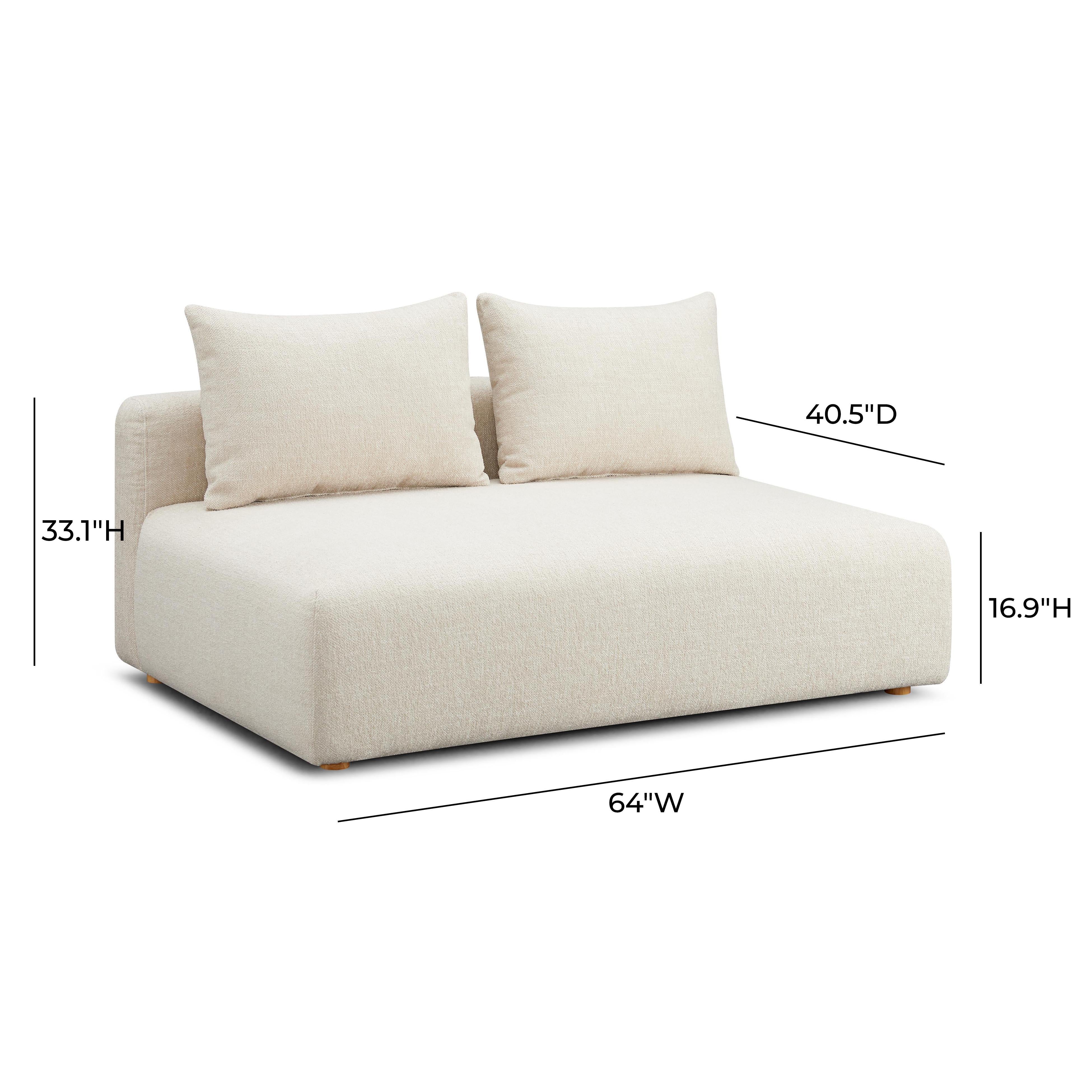 Hangover Cream Heavy Textured Fabric Modular Loveseat