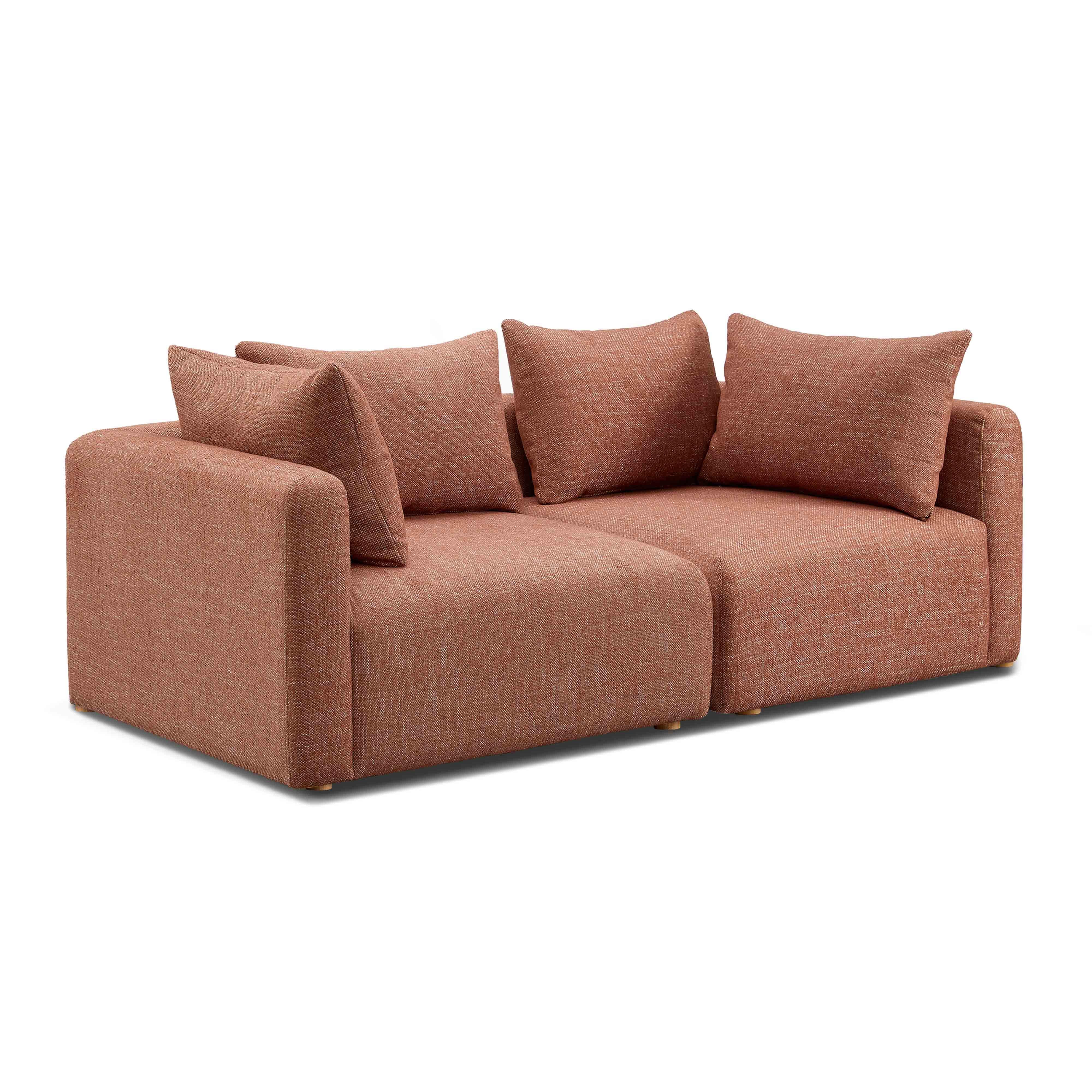 Hangover Sedona Red Textured Fabric Loveseat