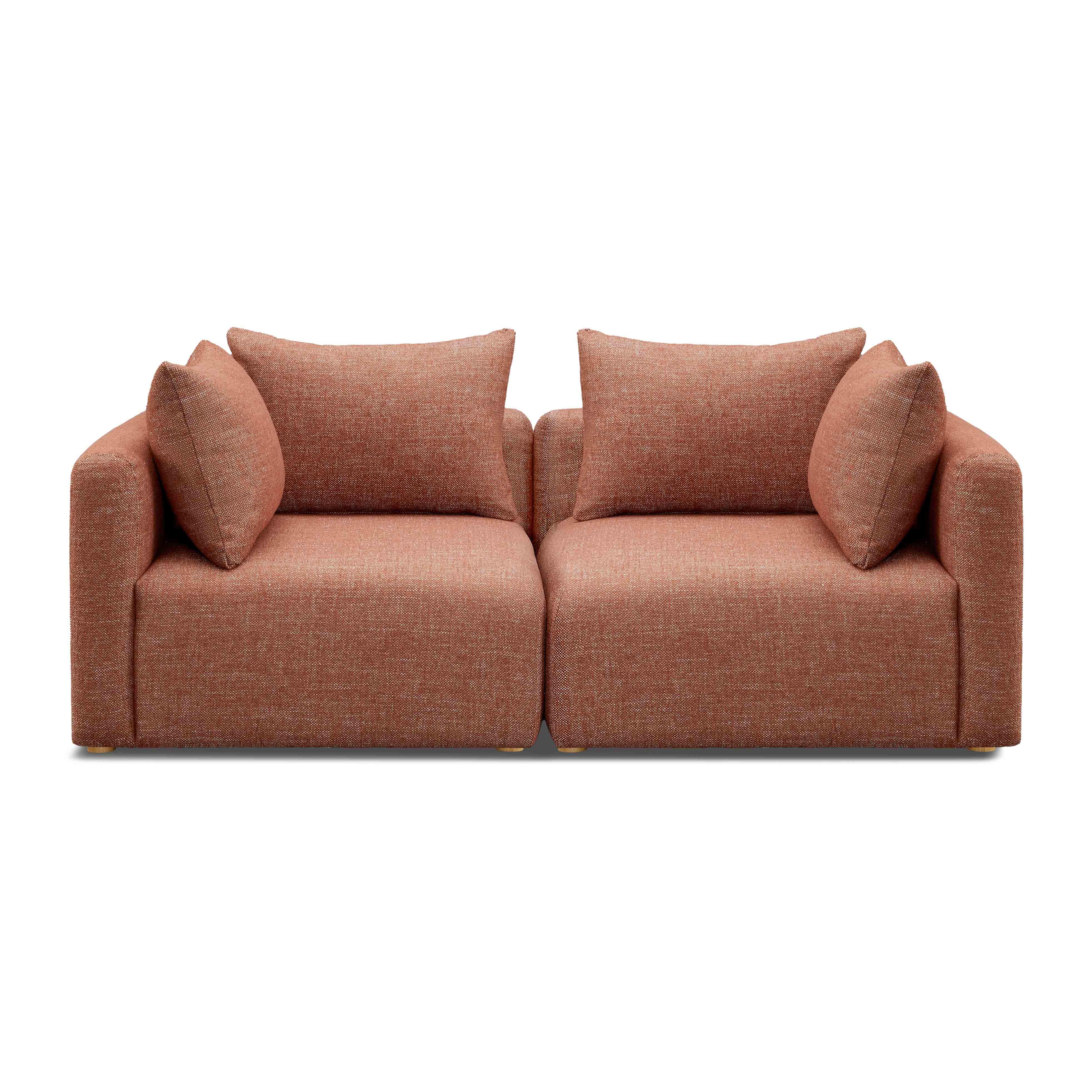 Hangover Sedona Red Textured Fabric Loveseat