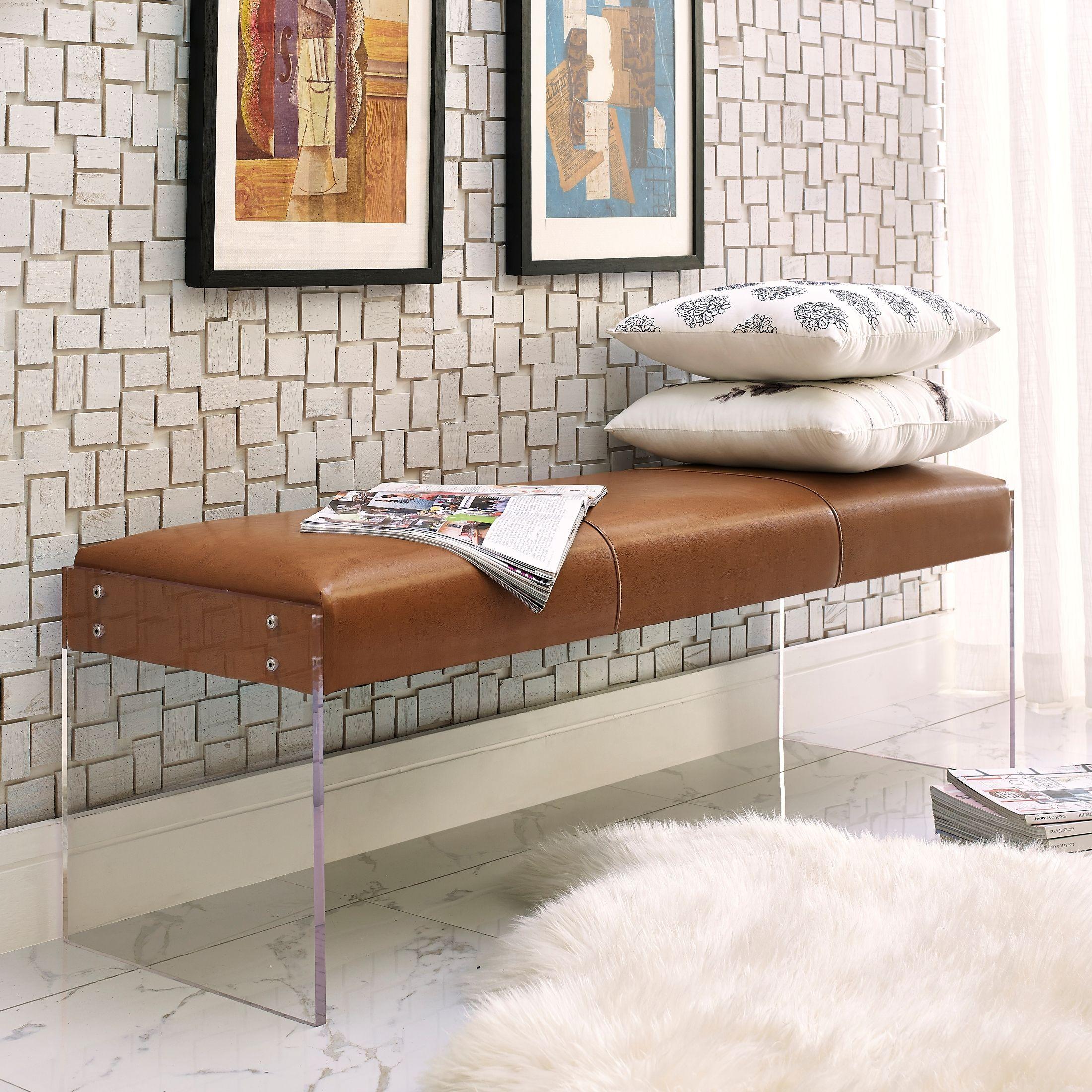 Envy Brown Performane Vegan Leather and Acrylic Bench