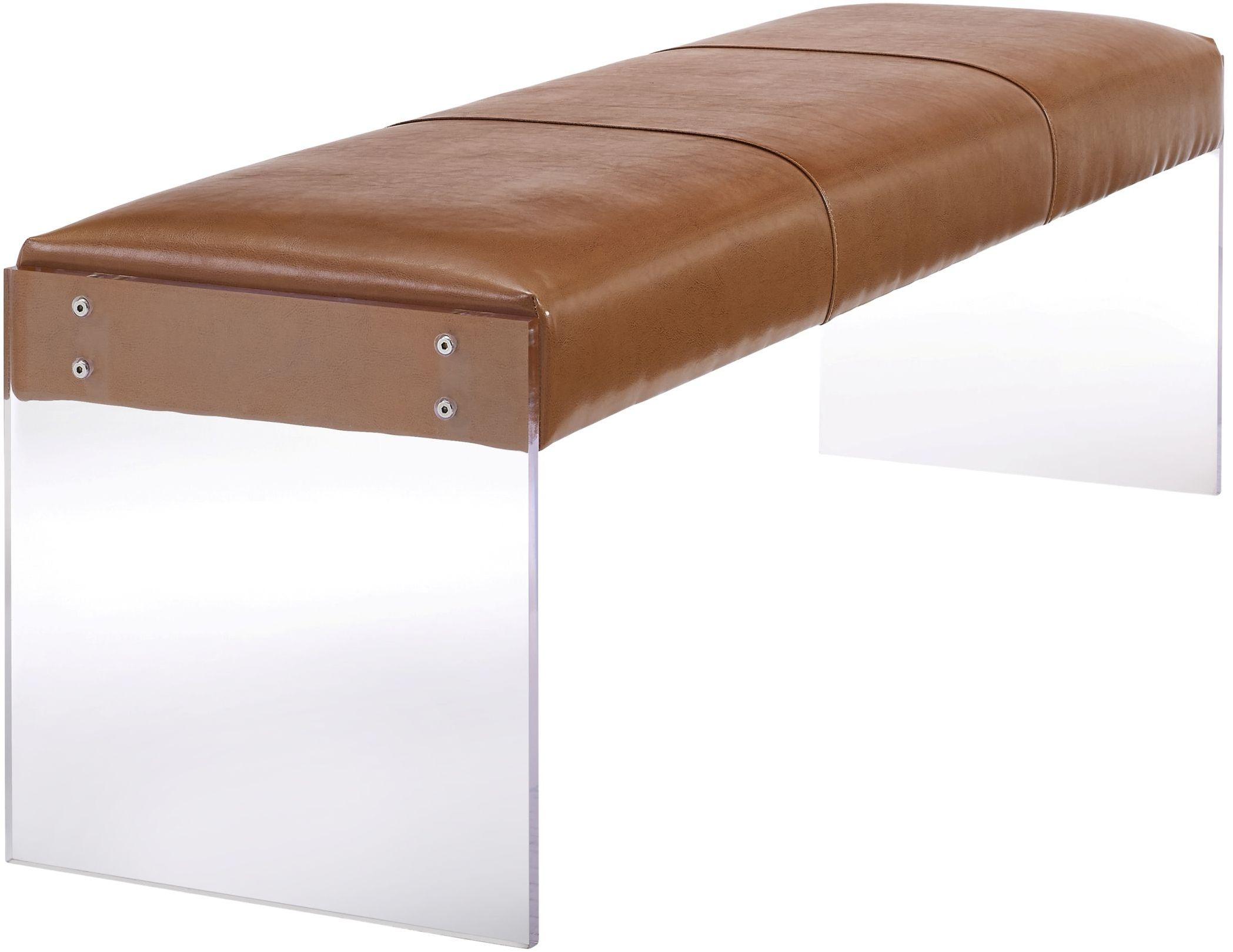 Envy Brown Performane Vegan Leather and Acrylic Bench