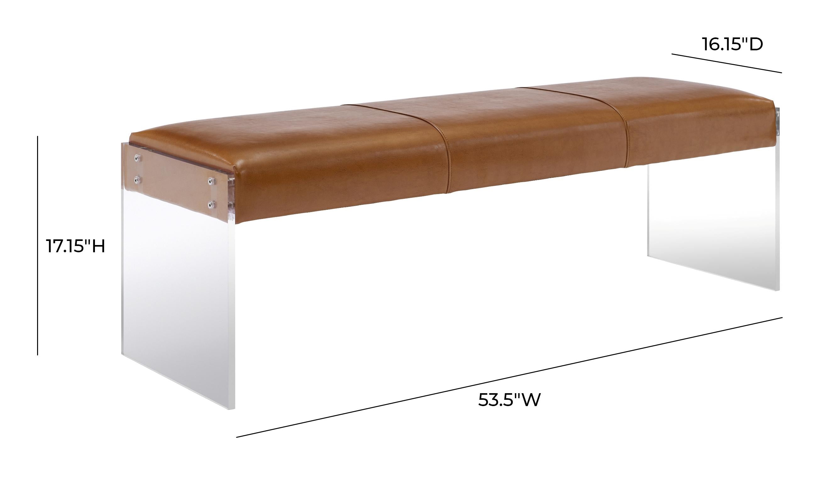 Envy Brown Performane Vegan Leather and Acrylic Bench