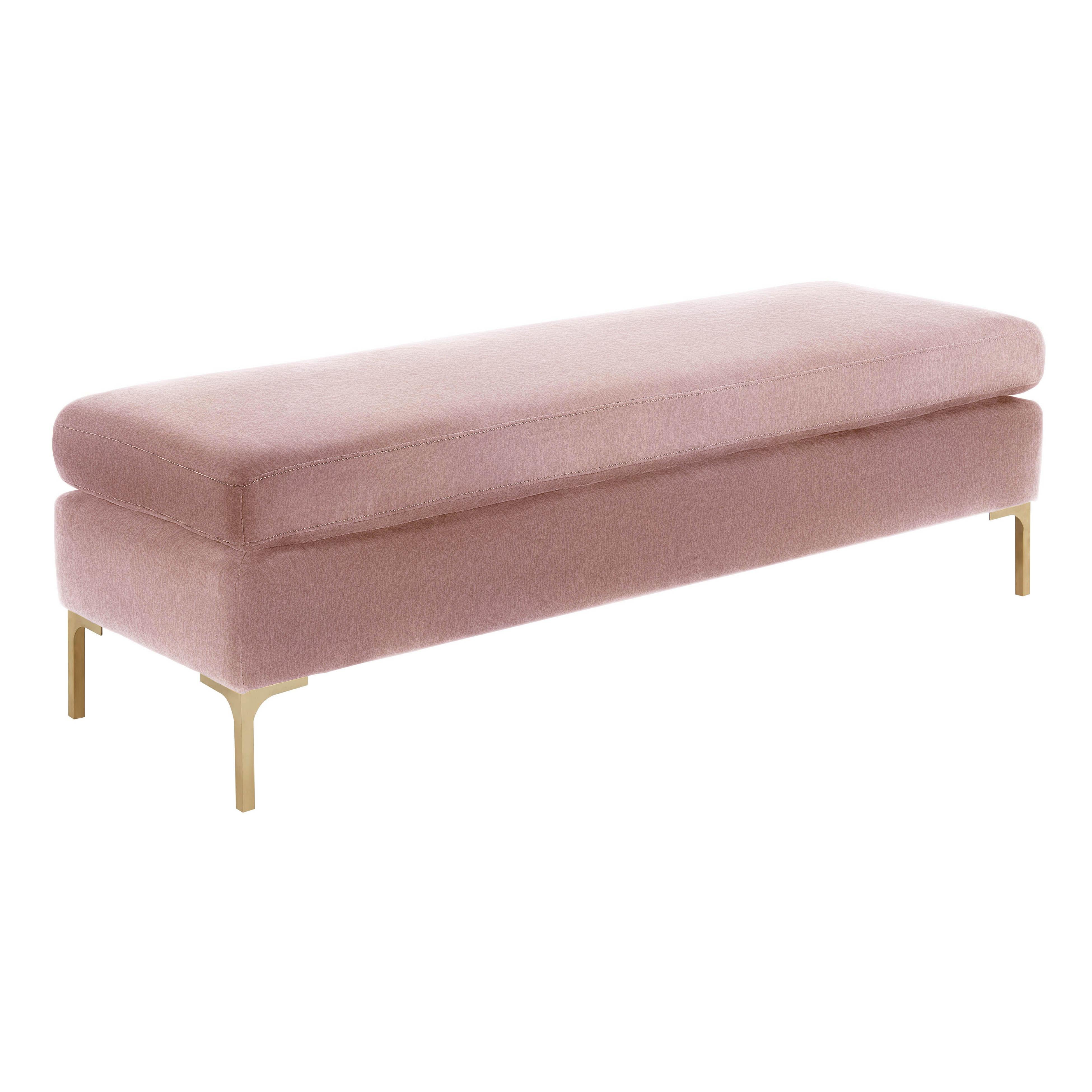 Delilah Blush Textured Velvet Bench