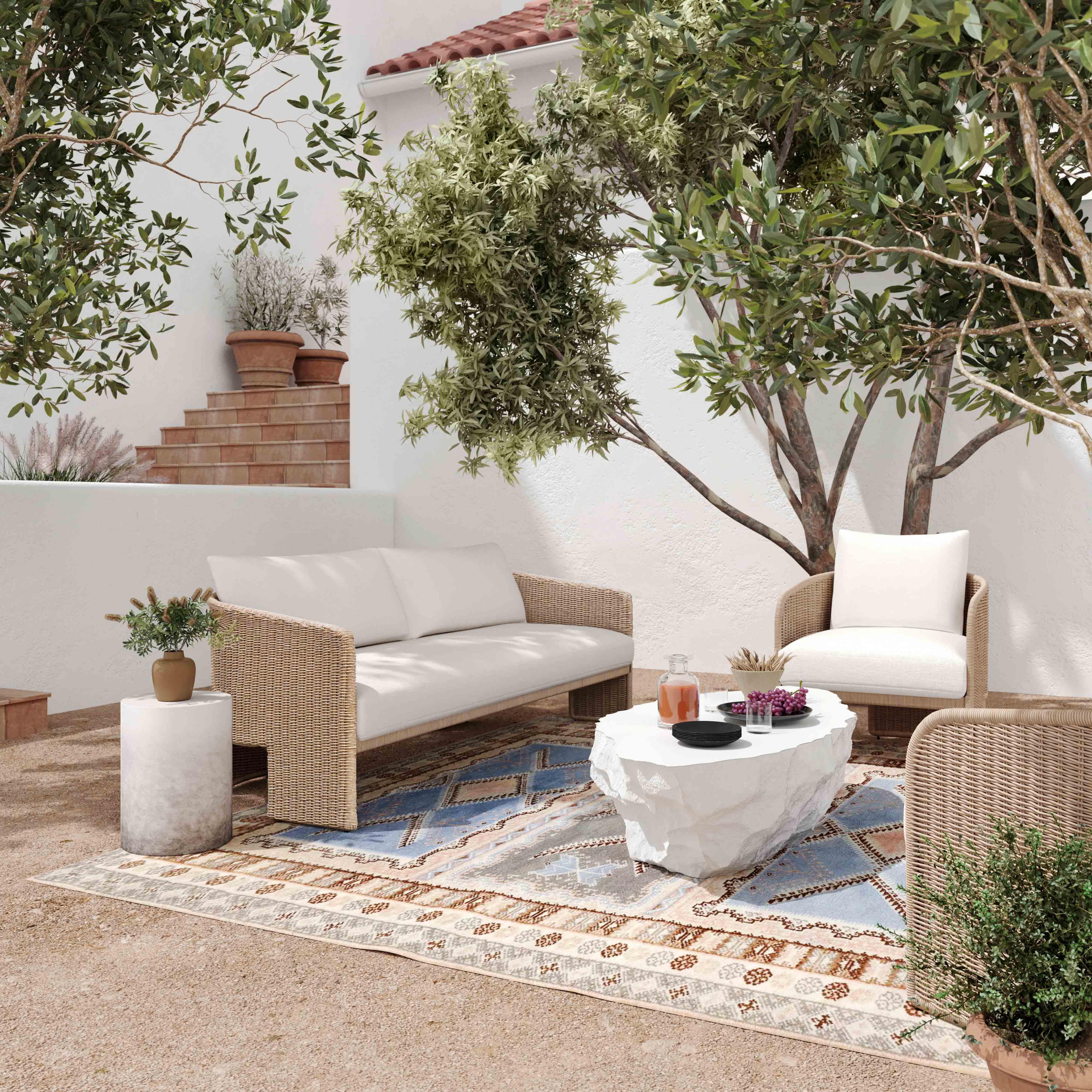 Alexa Cream Performance Fabric Outdoor Sofa