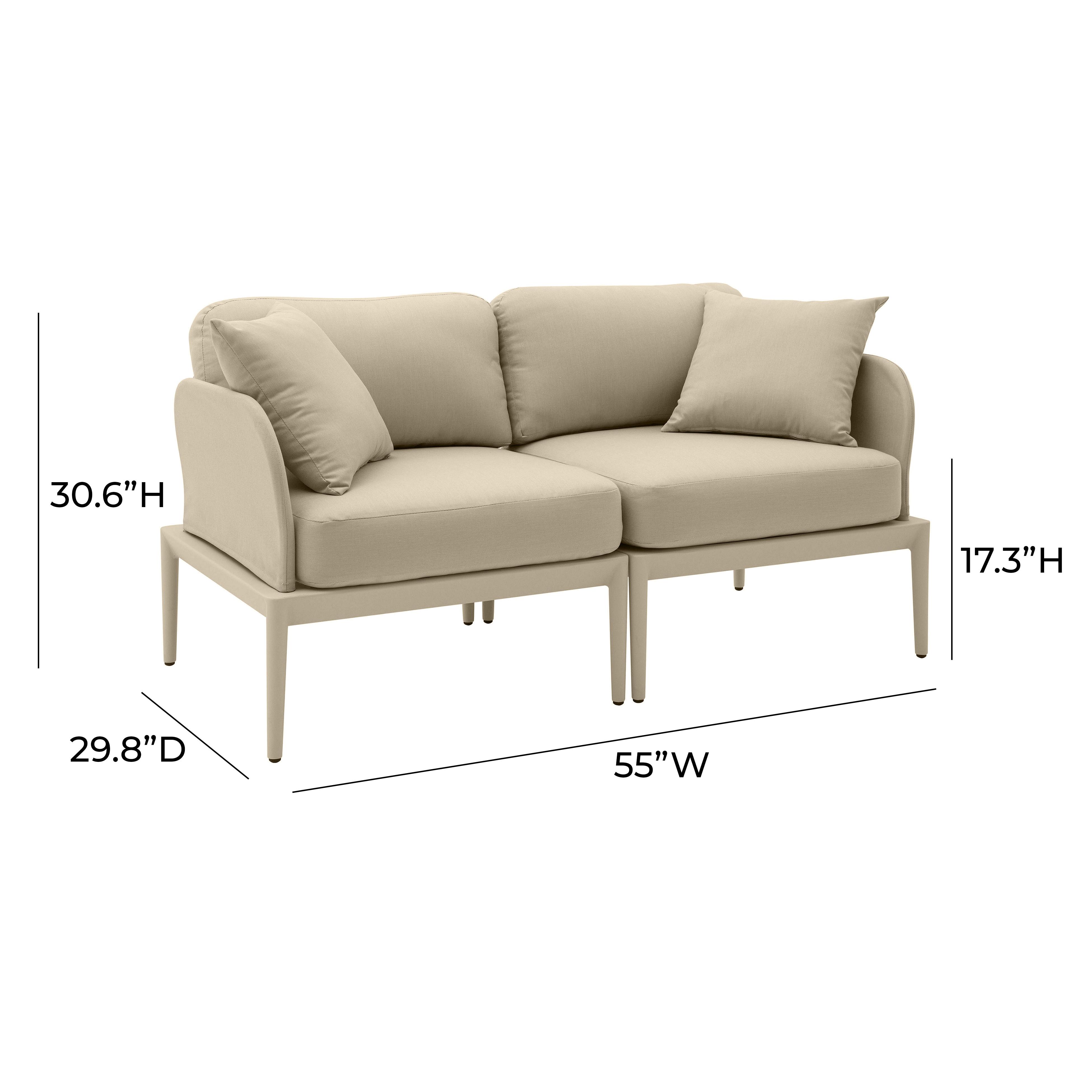 Kapri Taupe Modular Outdoor Loveseat