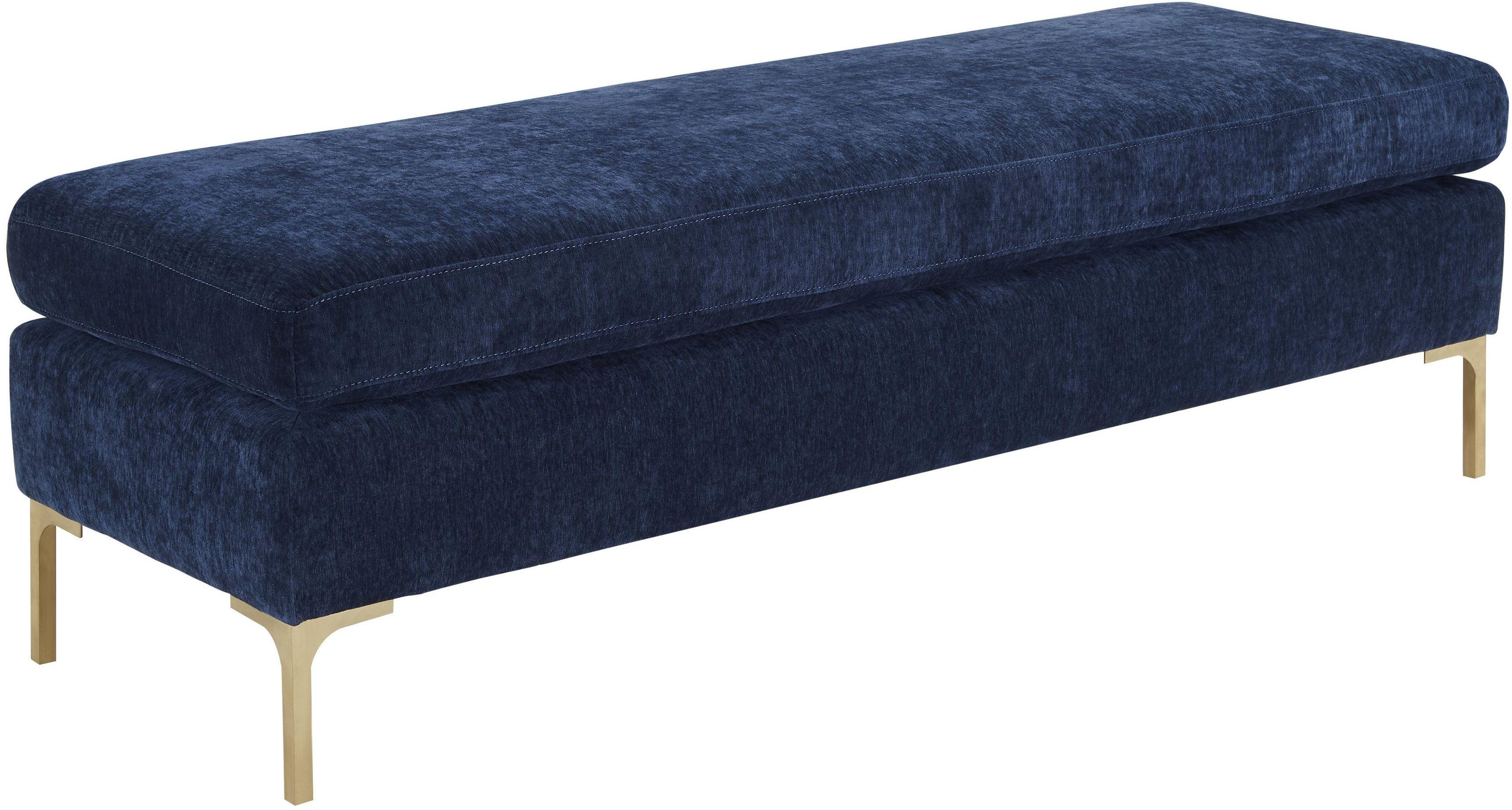 Delilah Navy Textured Velvet Bench