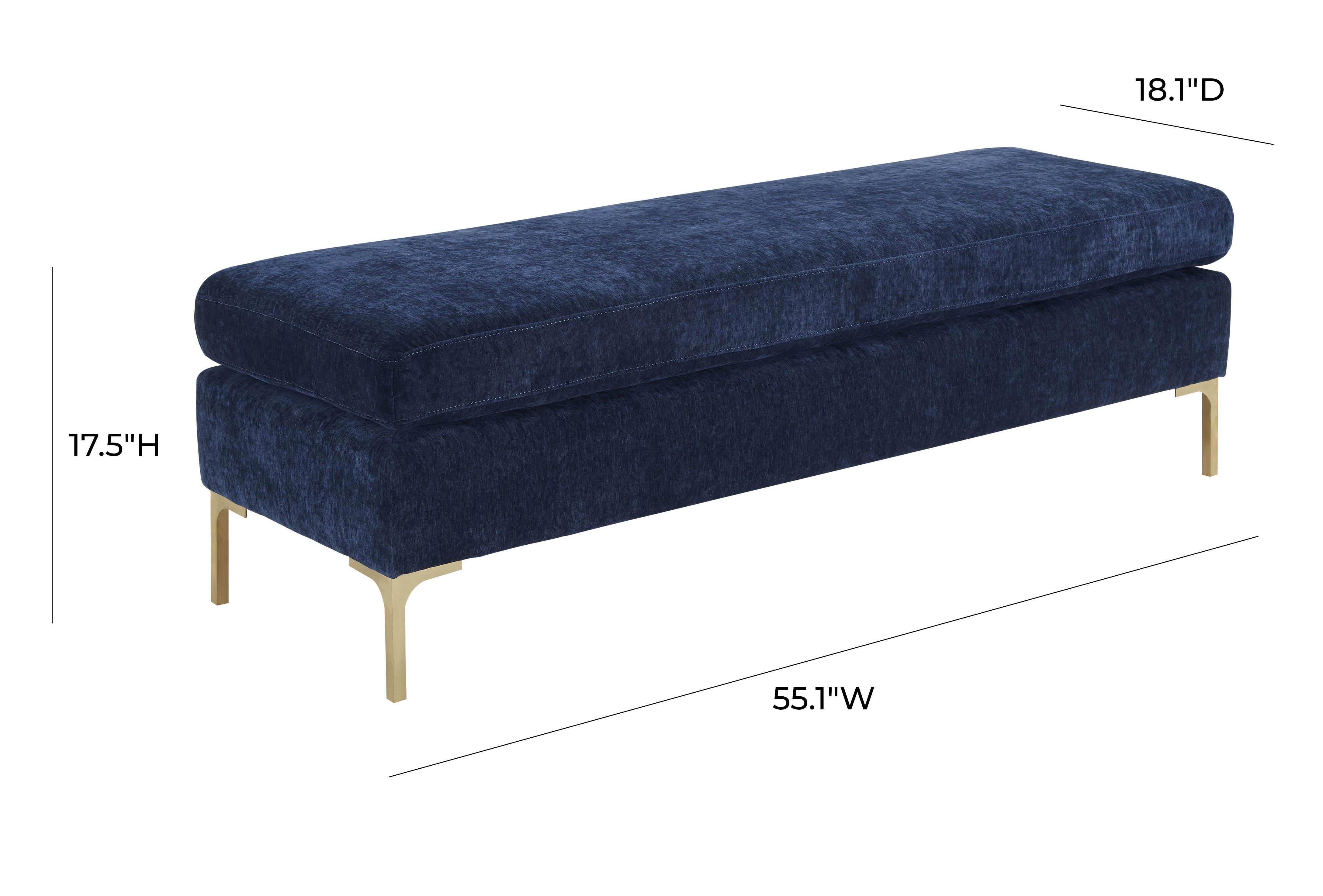 Delilah Navy Textured Velvet Bench