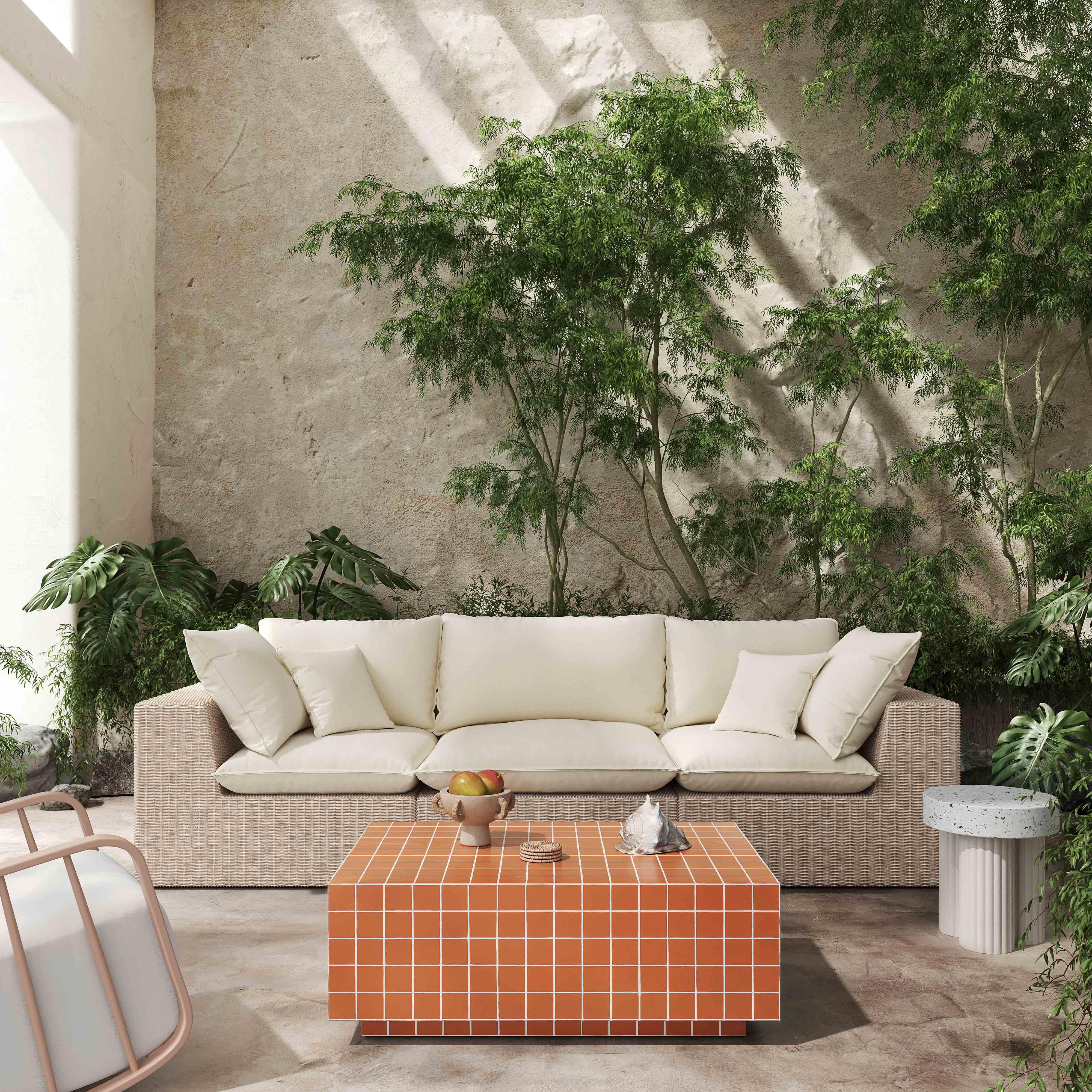 Mixie Brick Orange Tile Indoor / Outdoor Coffee Table