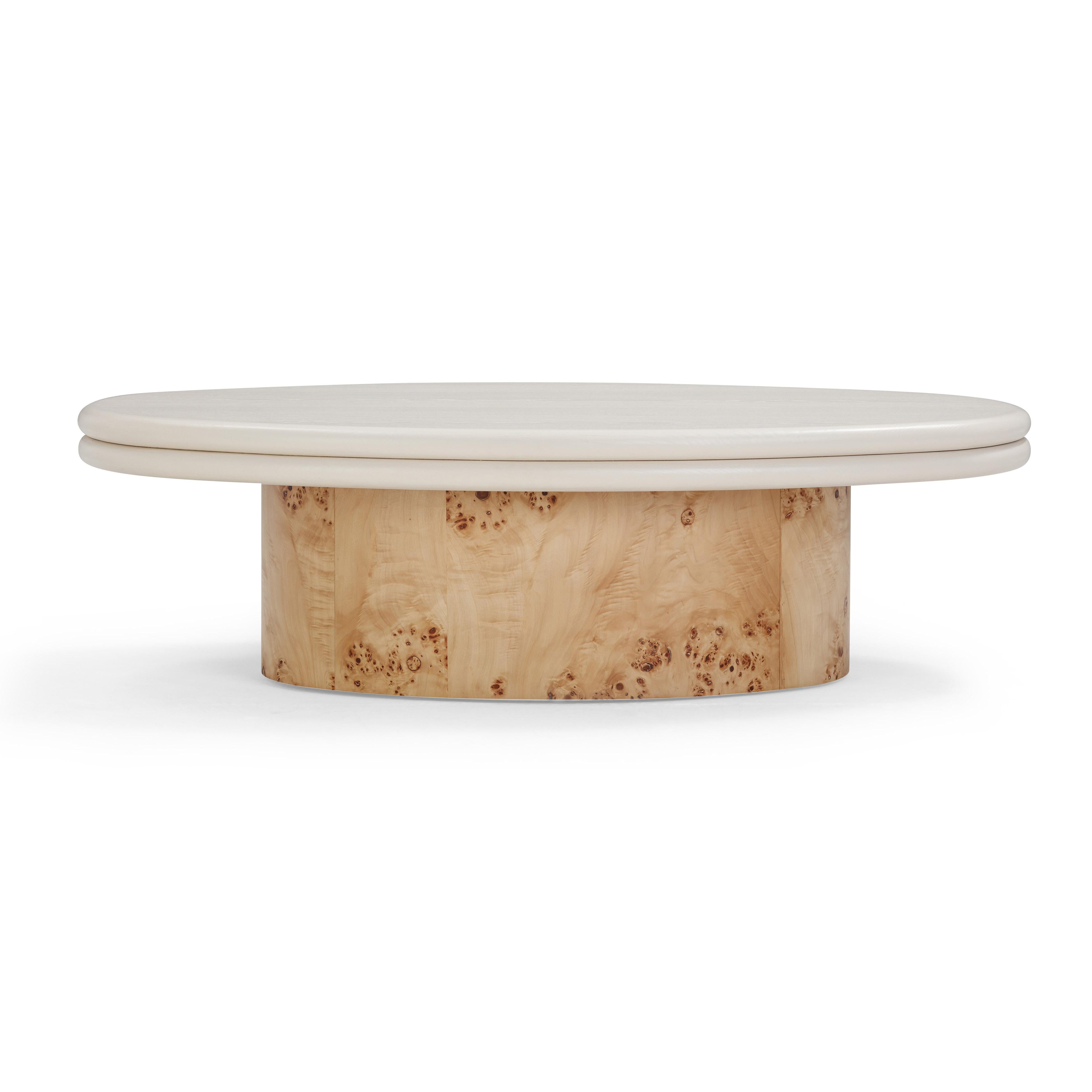 Tanner Natural Burl and Cream Ash Coffee Table