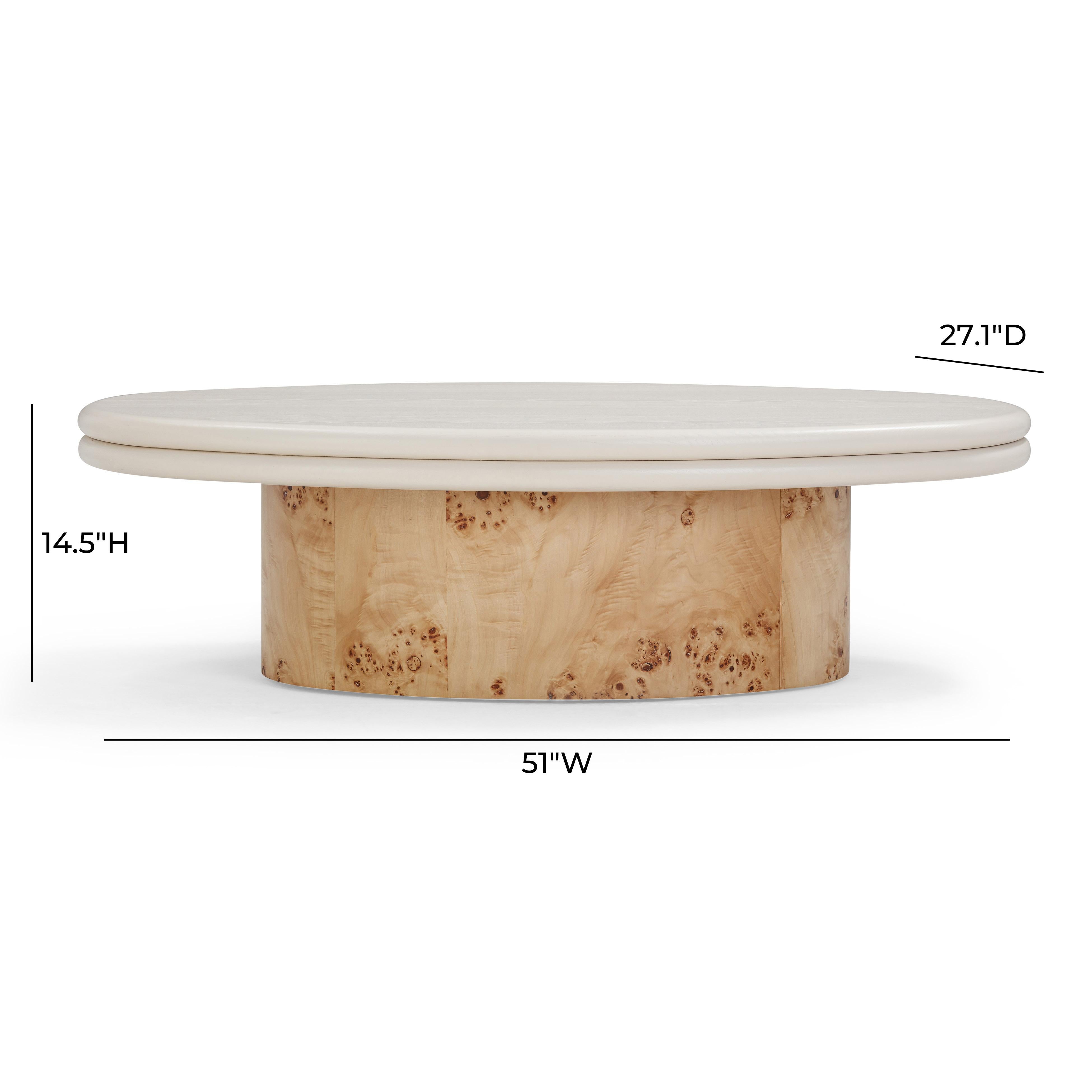 Tanner Natural Burl and Cream Ash Coffee Table