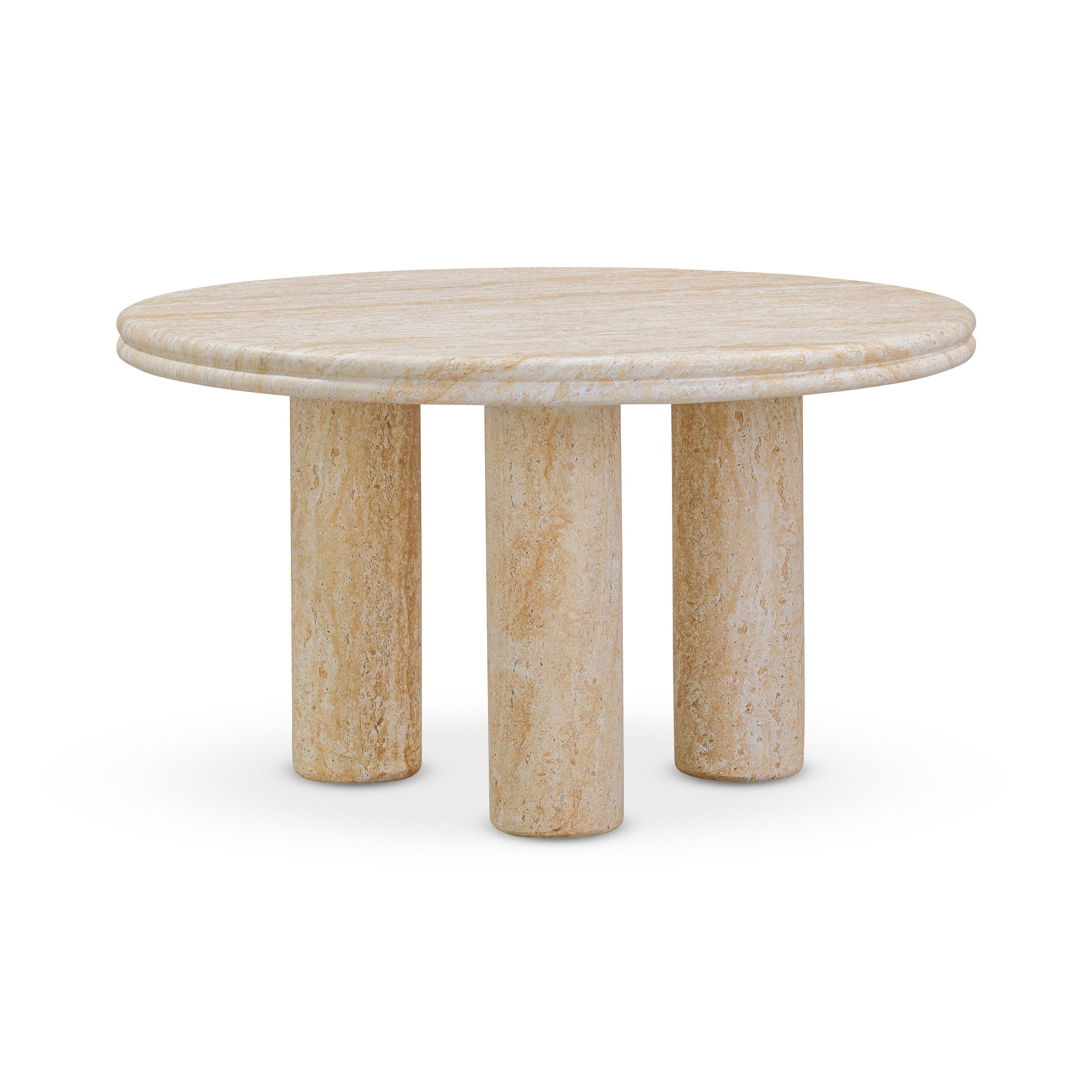 Amora Faux Travertine Indoor/Outdoor 26" Round Accent Table