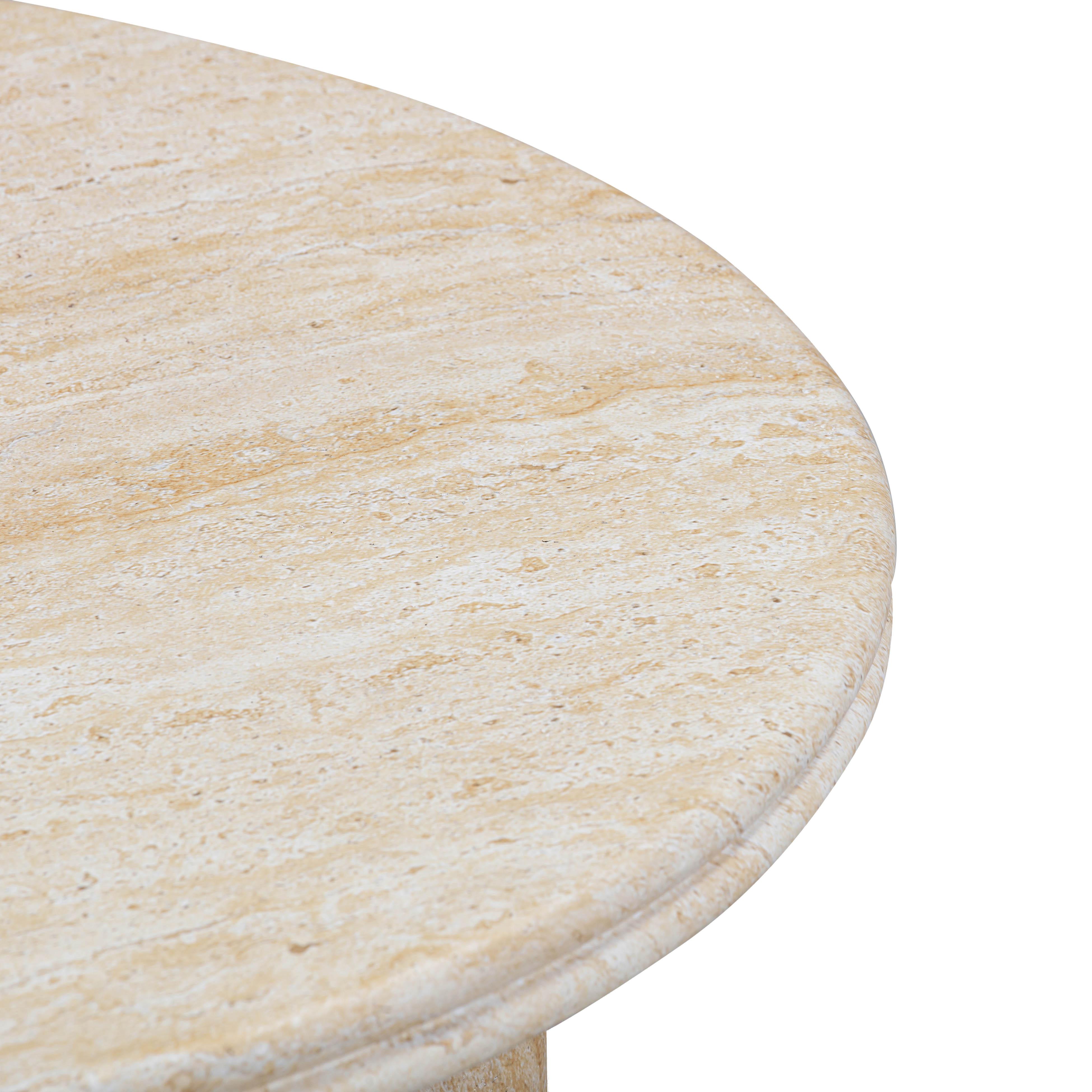 Amora Faux Travertine Indoor/Outdoor 26" Round Accent Table