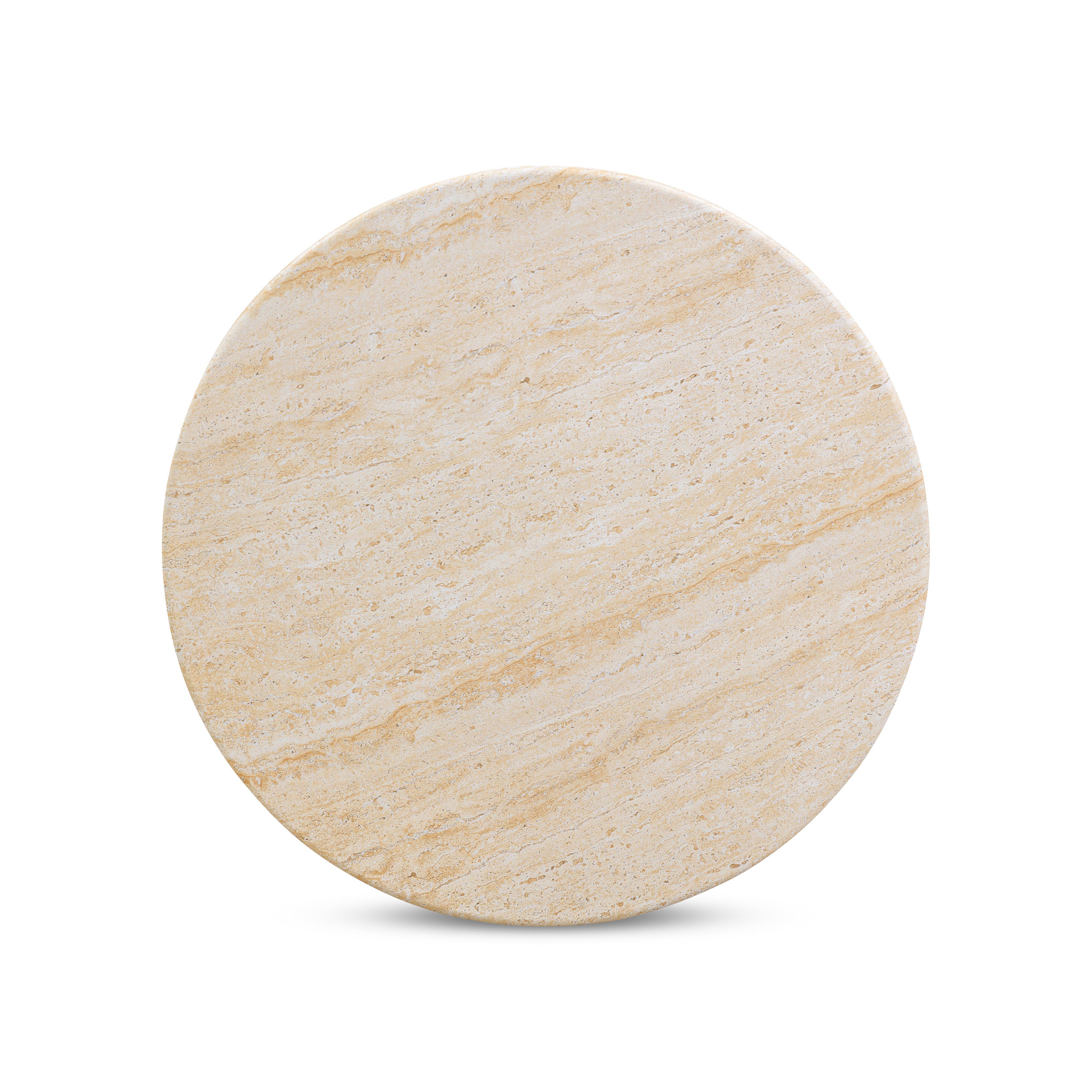 Amora Faux Travertine Indoor/Outdoor 26" Round Accent Table