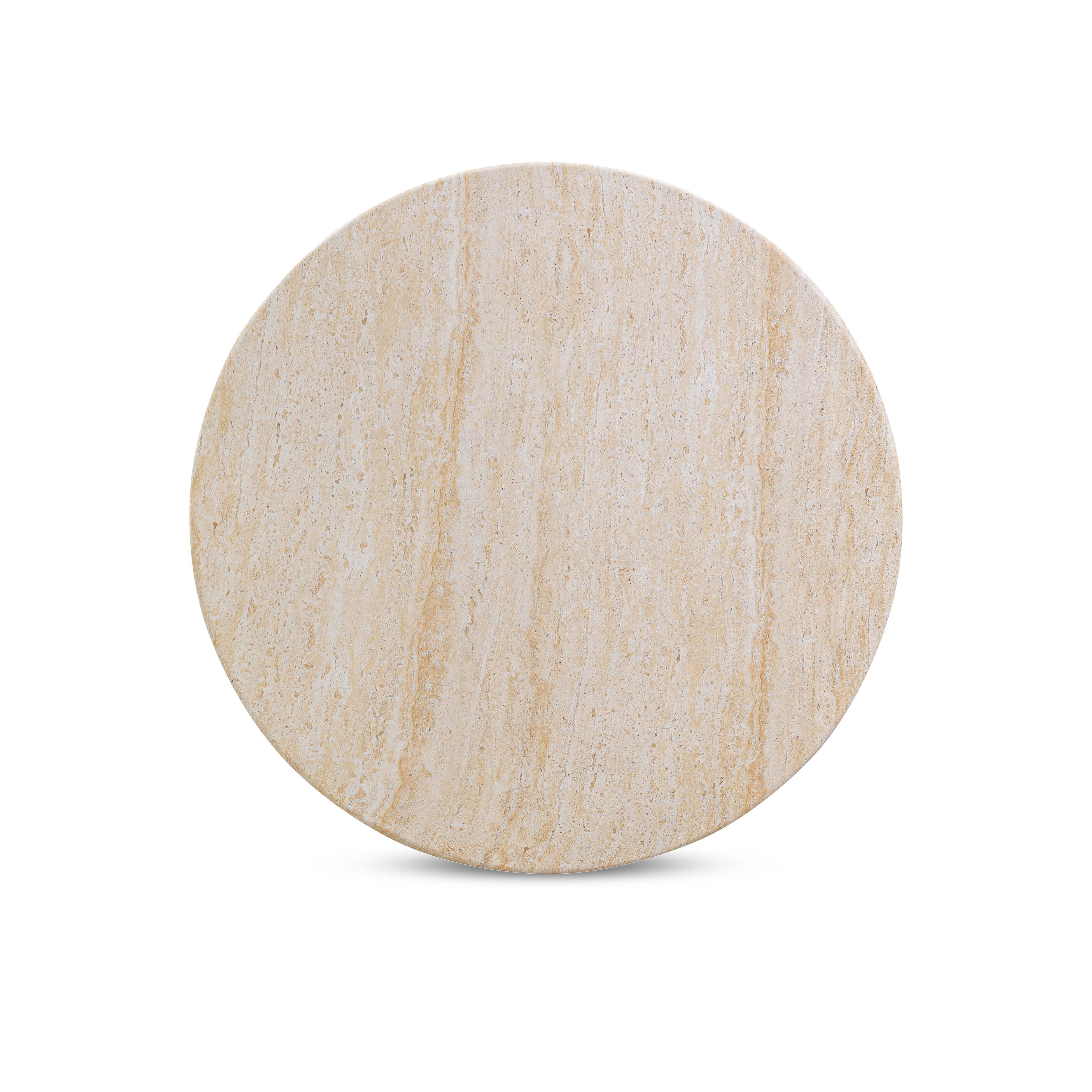 Amora Faux Travertine Indoor/Outdoor 32" Round Accent Table