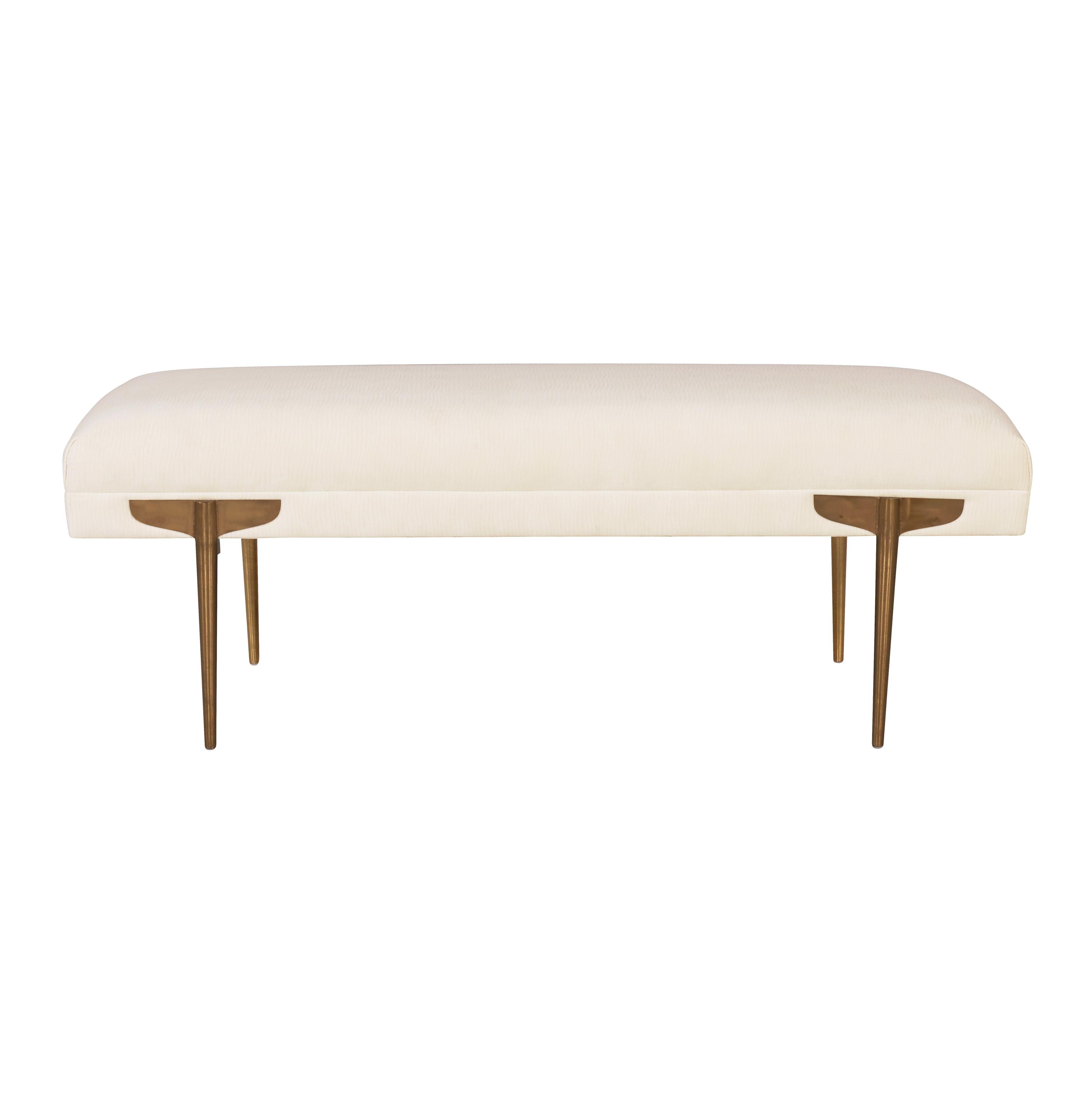 Brno White Waived Velvet Bench