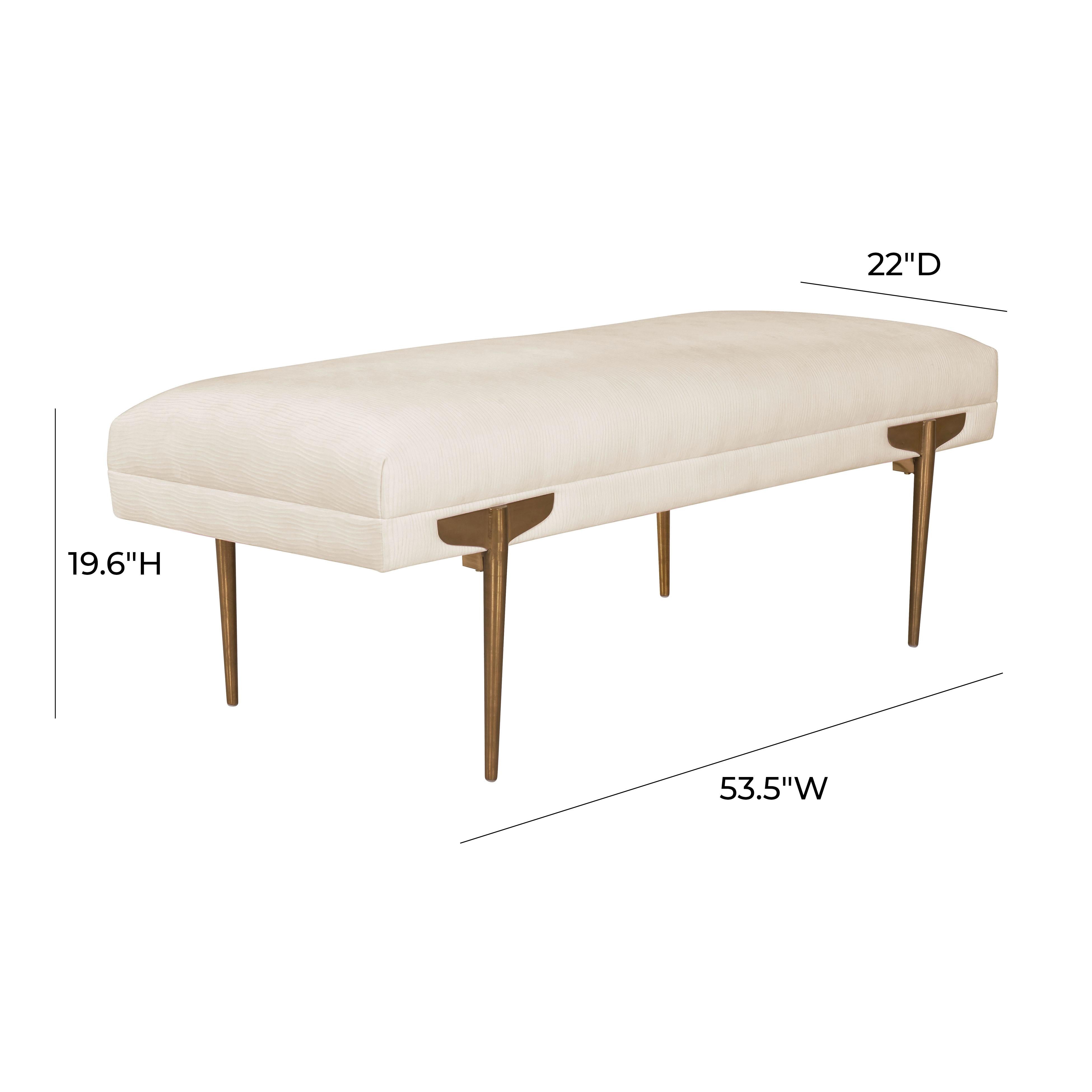 Brno White Waived Velvet Bench