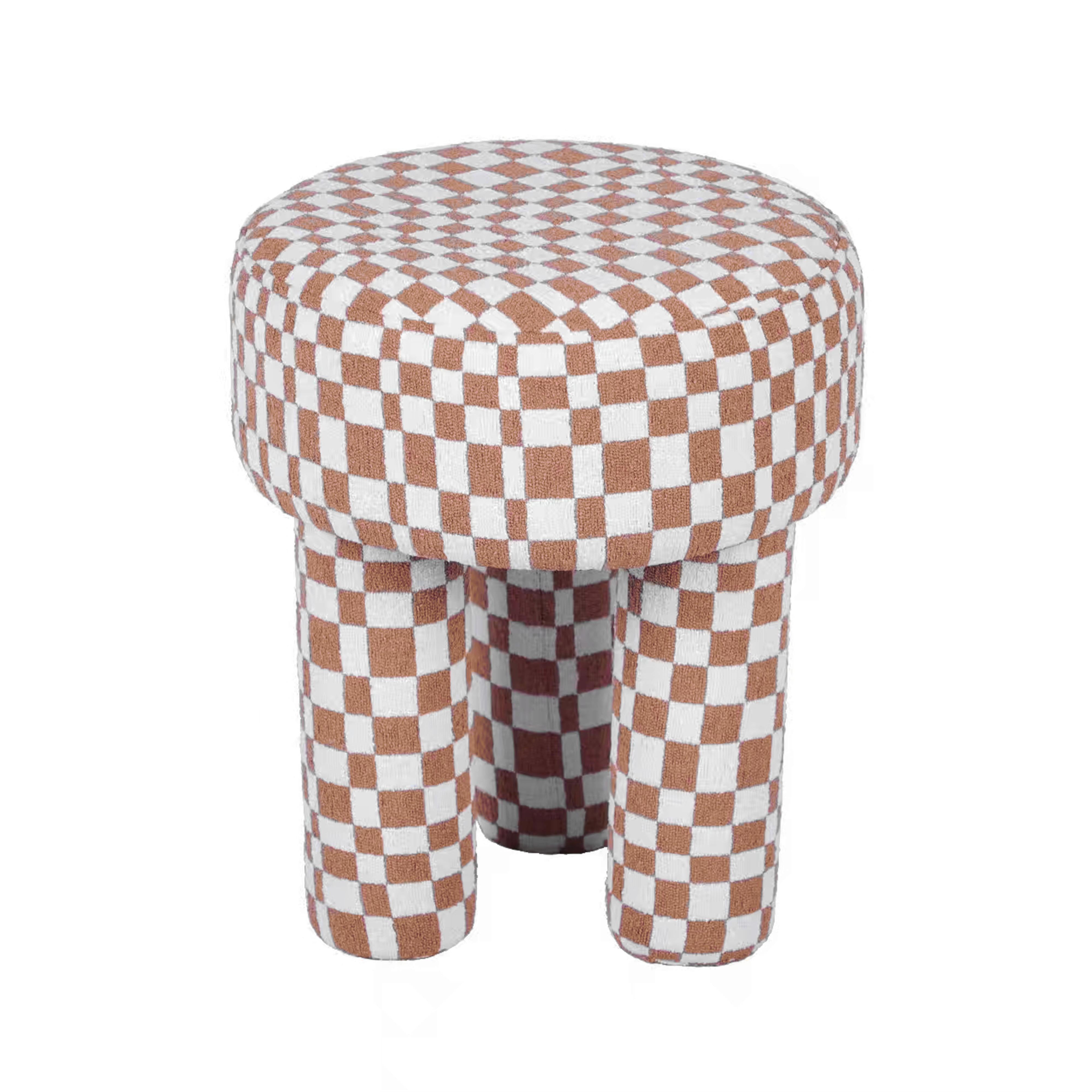 Claire Brown Checkered Boucle Stool - UK