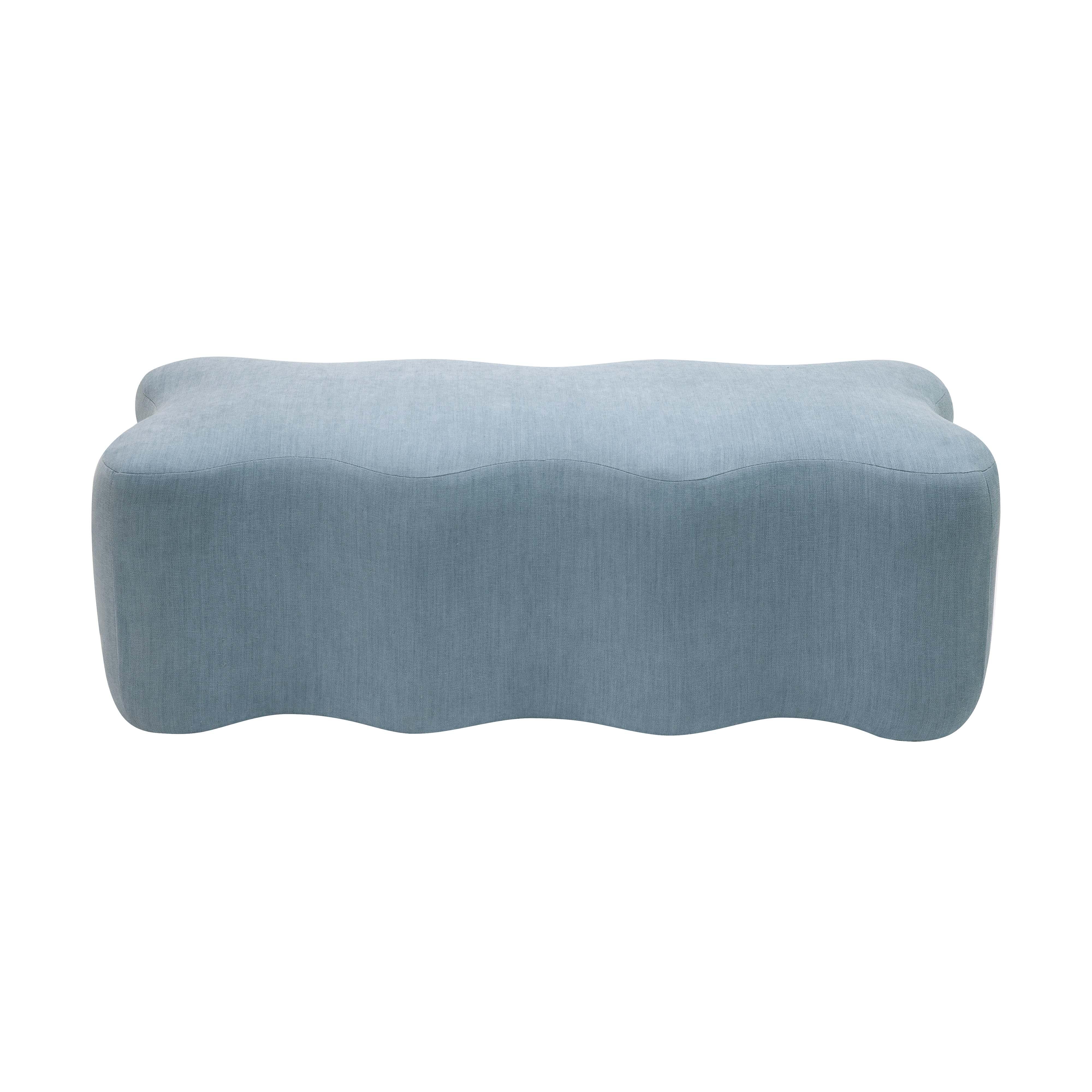 Archie Upholstered Bench in Faded Blue Linen - UK