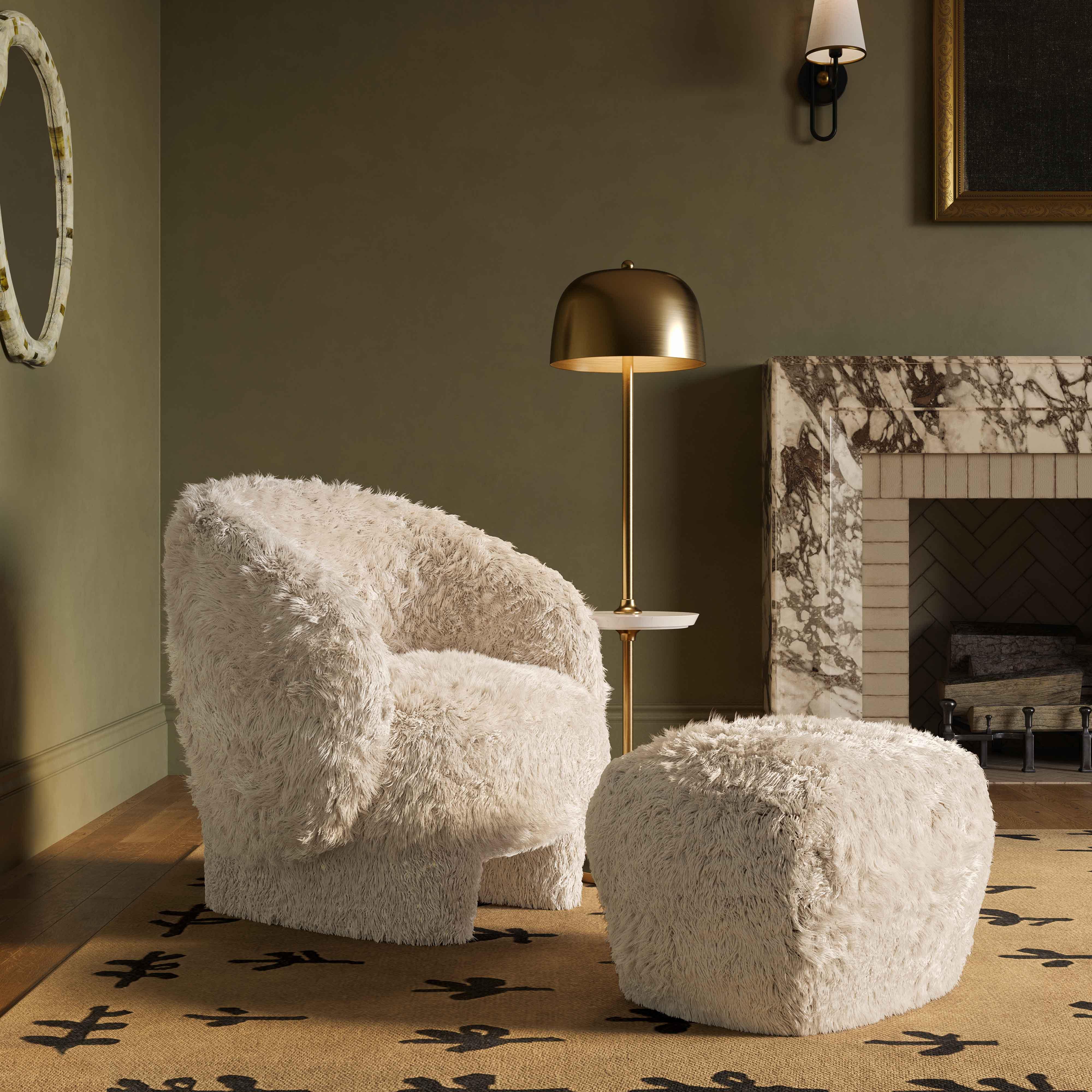 Britt Natural Vegan Shearling Ottoman