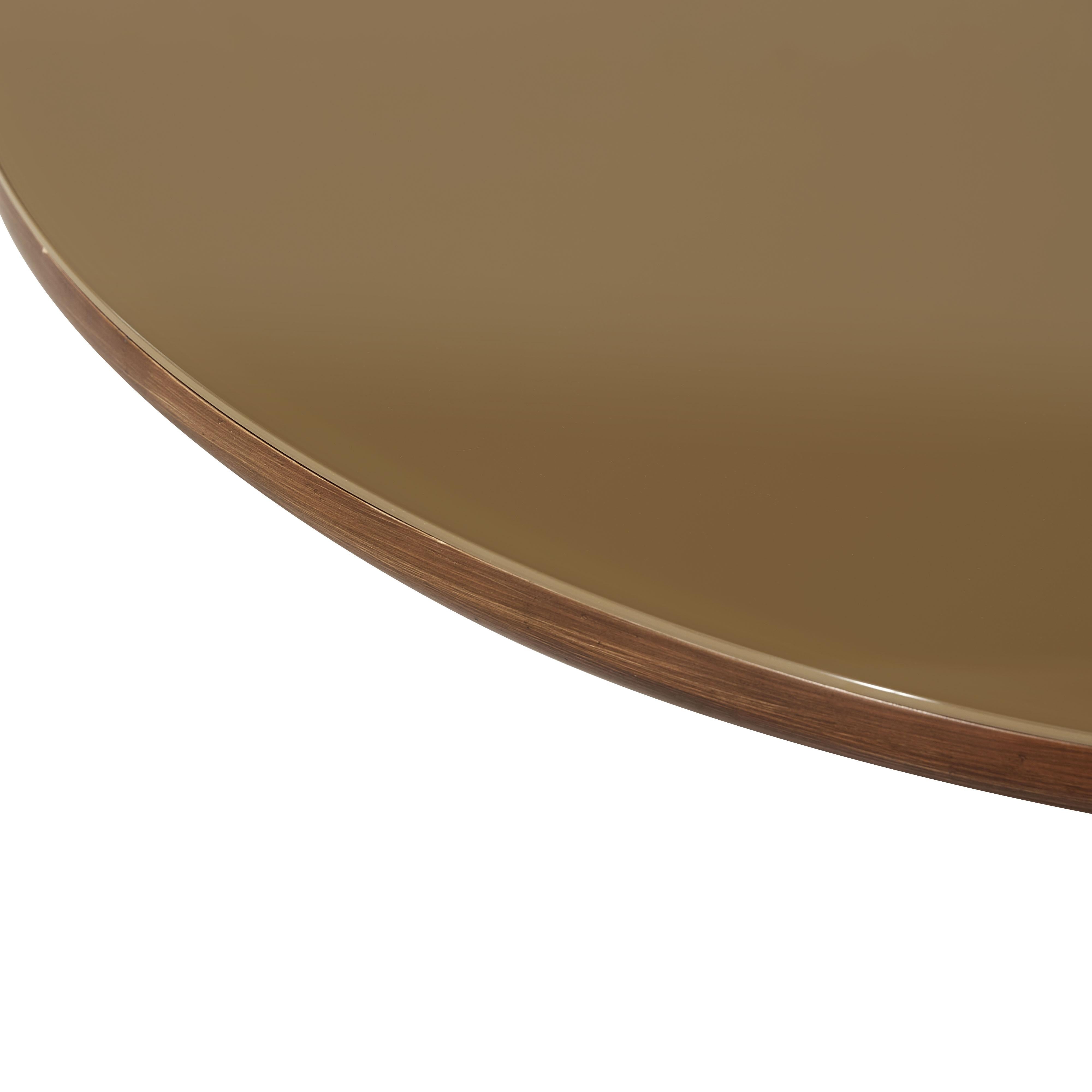 Oani Walnut and Glass Round Coffee Table