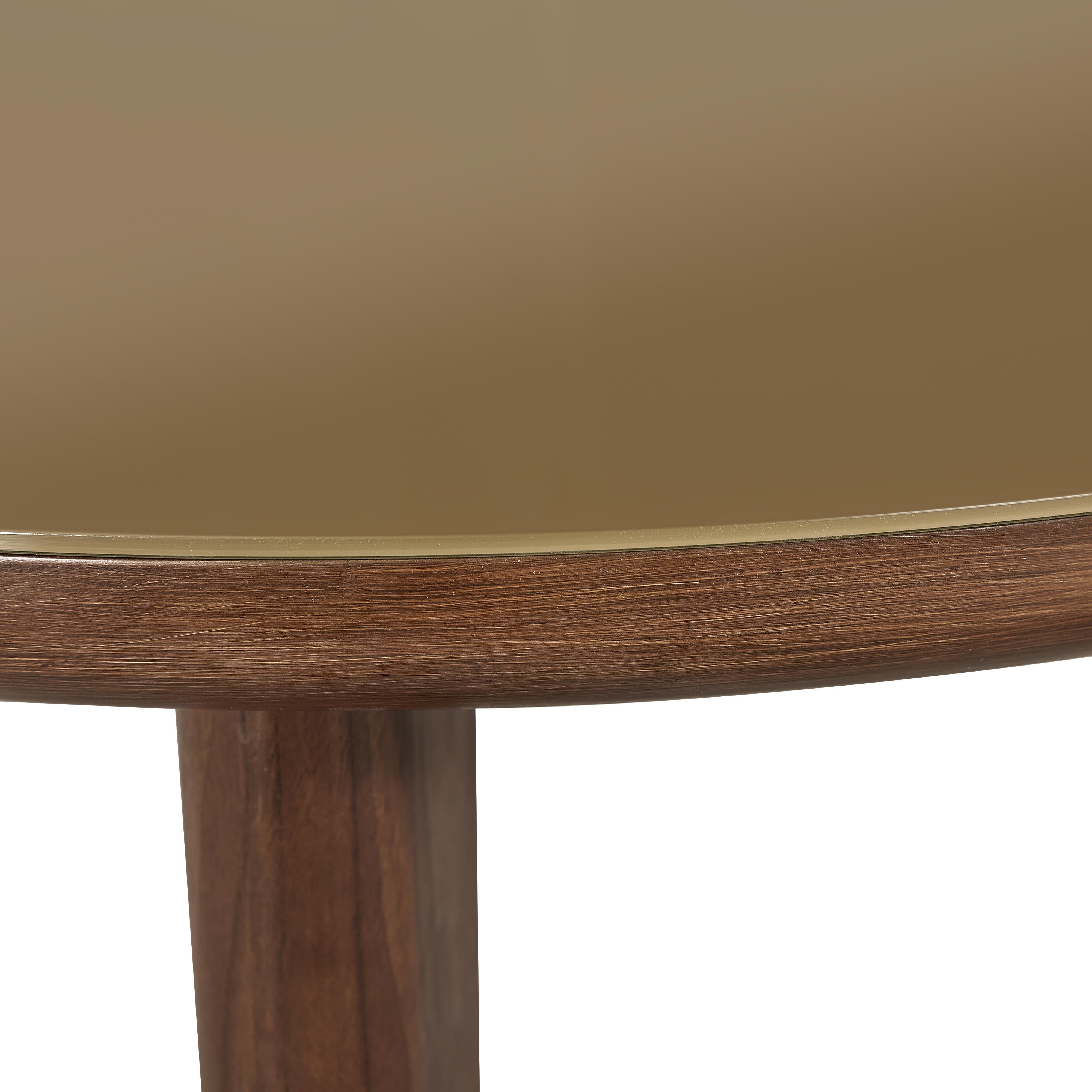 Oani Walnut and Glass Round Coffee Table