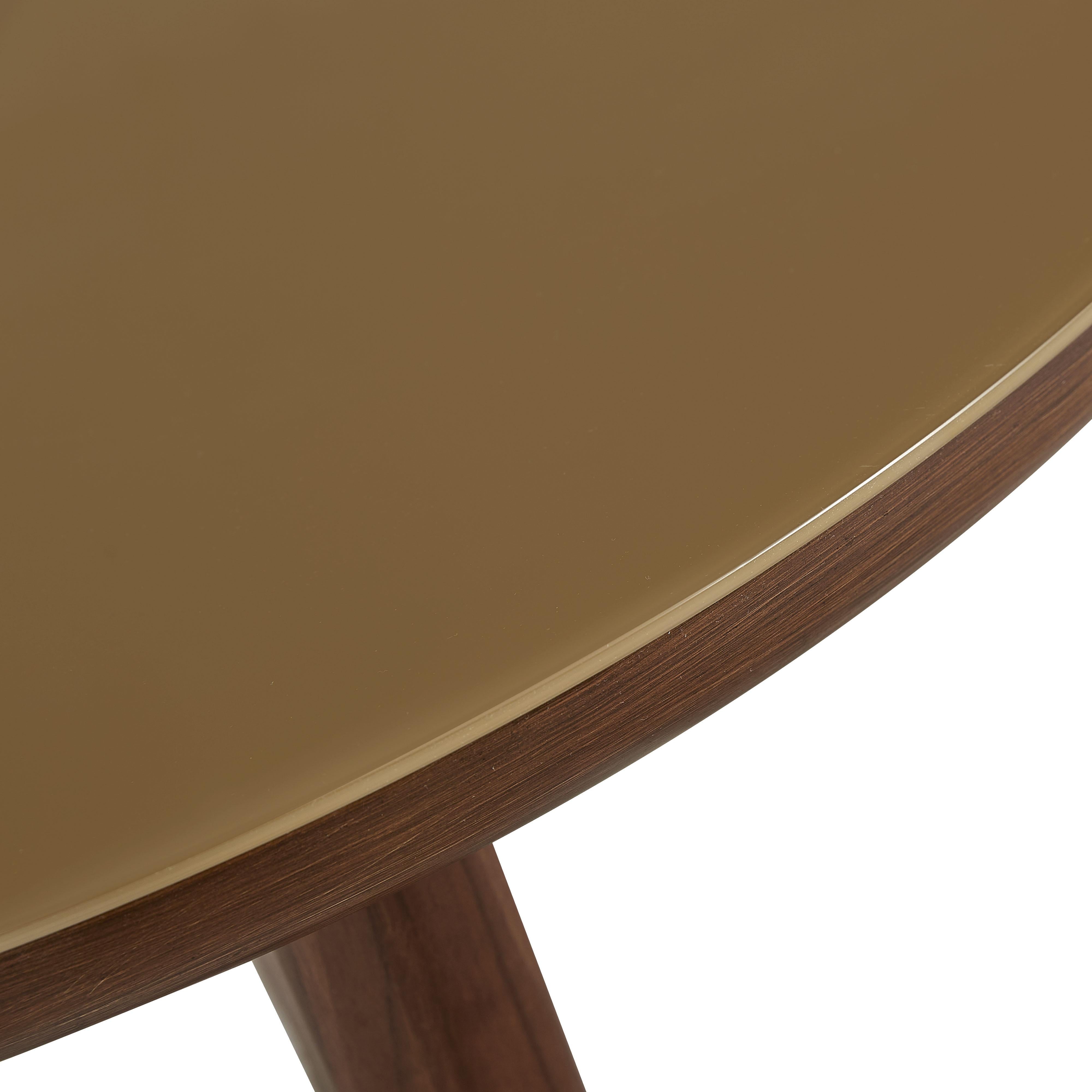 Oani Walnut and Glass Round Coffee Table