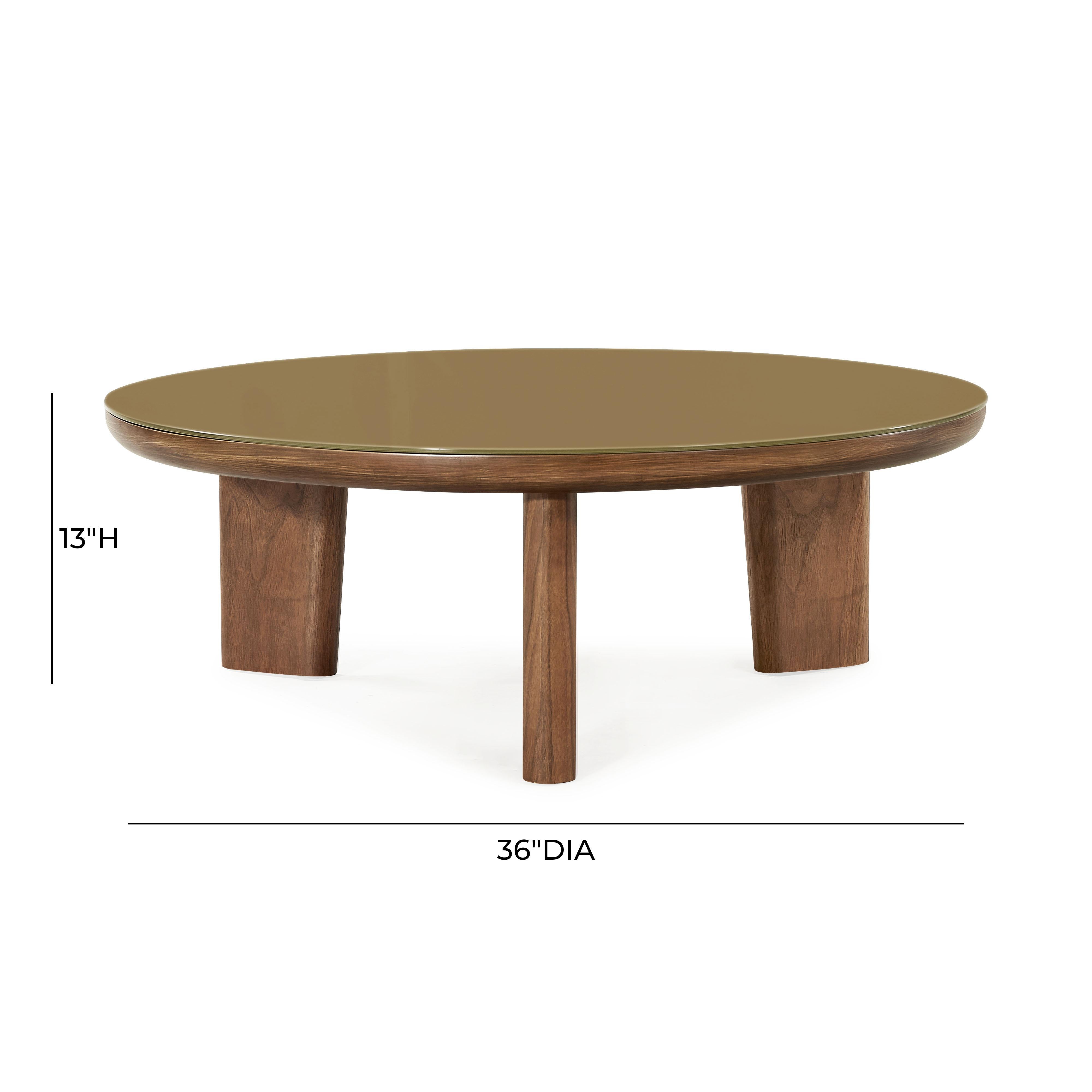 Oani Walnut and Glass Round Coffee Table