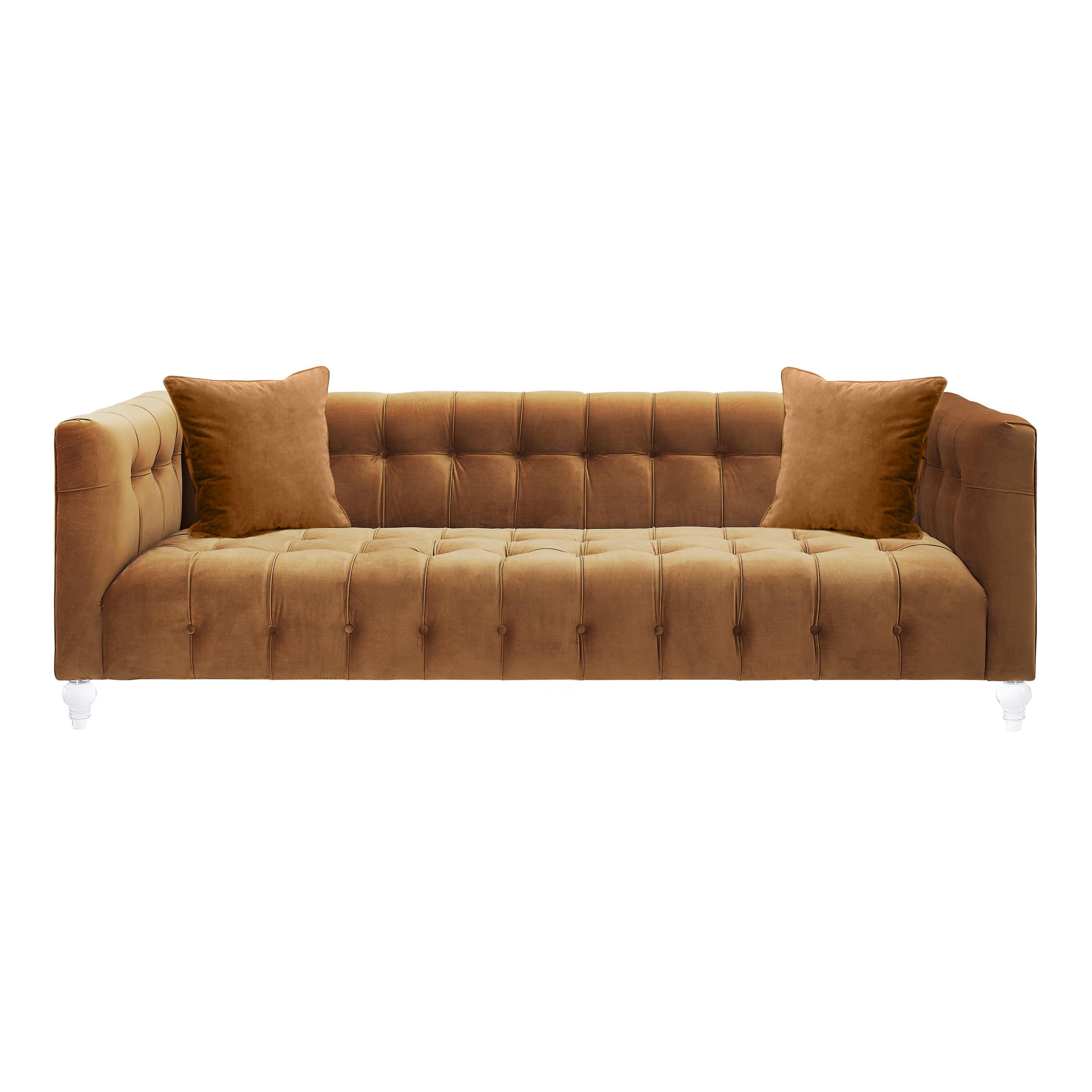 Bea Cognac Velvet Sofa