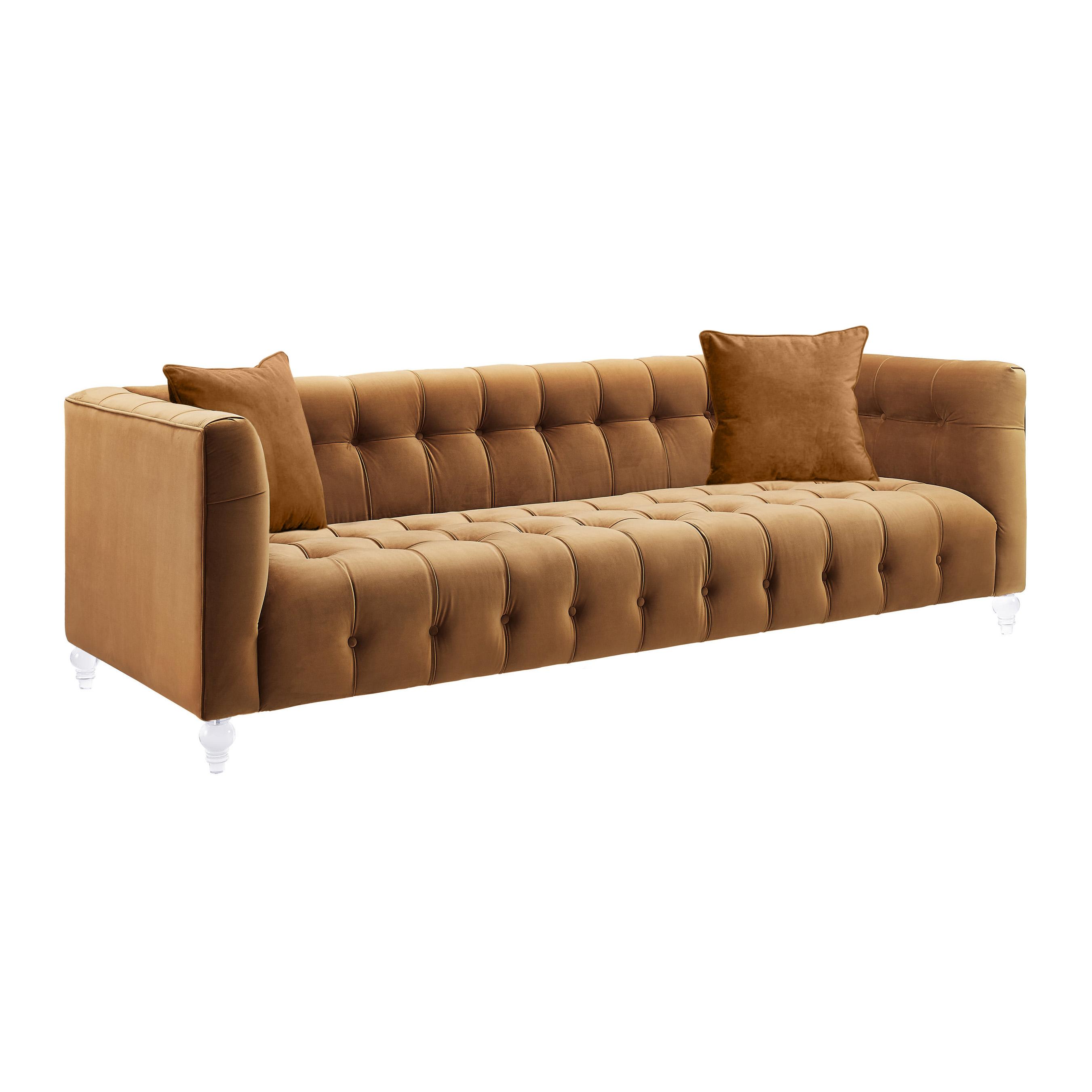 Bea Cognac Velvet Sofa