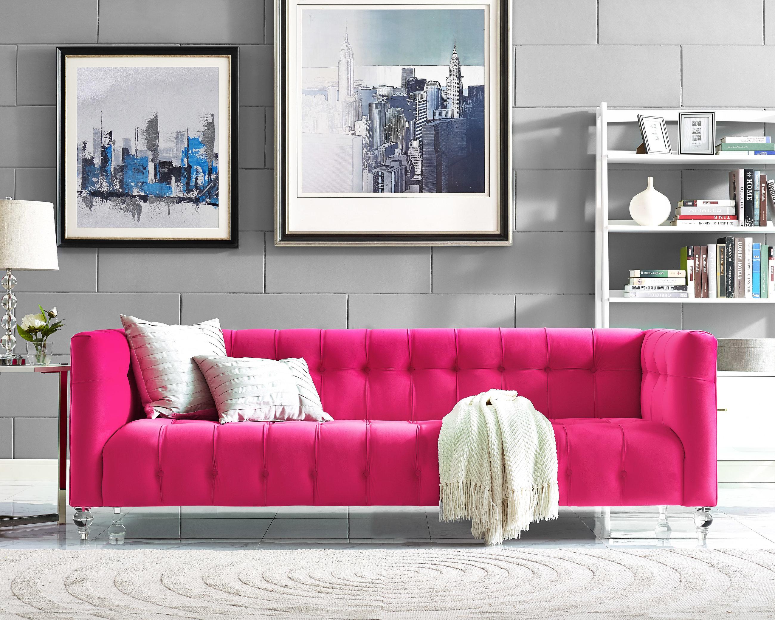 Bea Hot Pink Velvet Sofa - UK