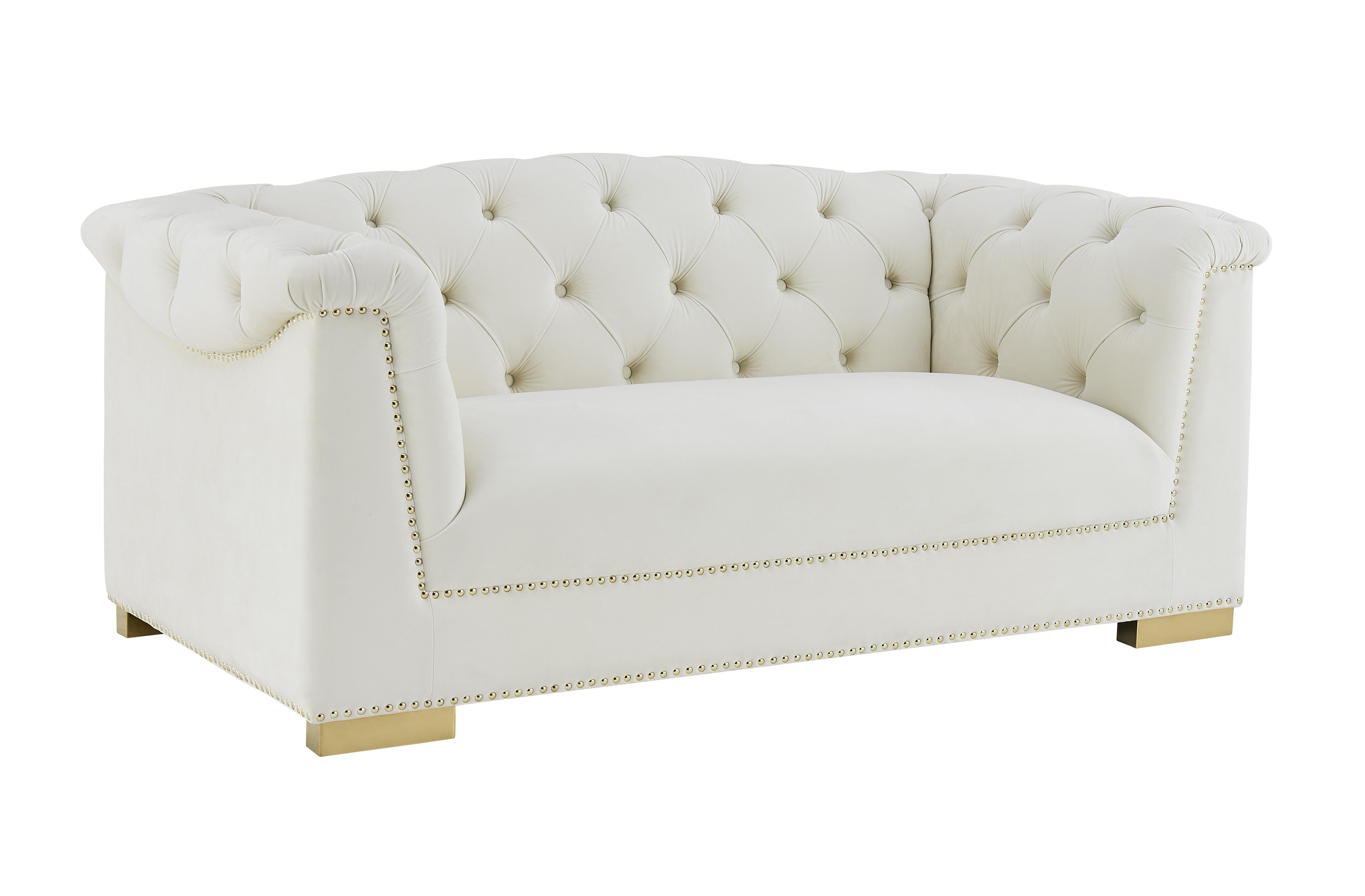 Farah Cream Velvet Loveseat