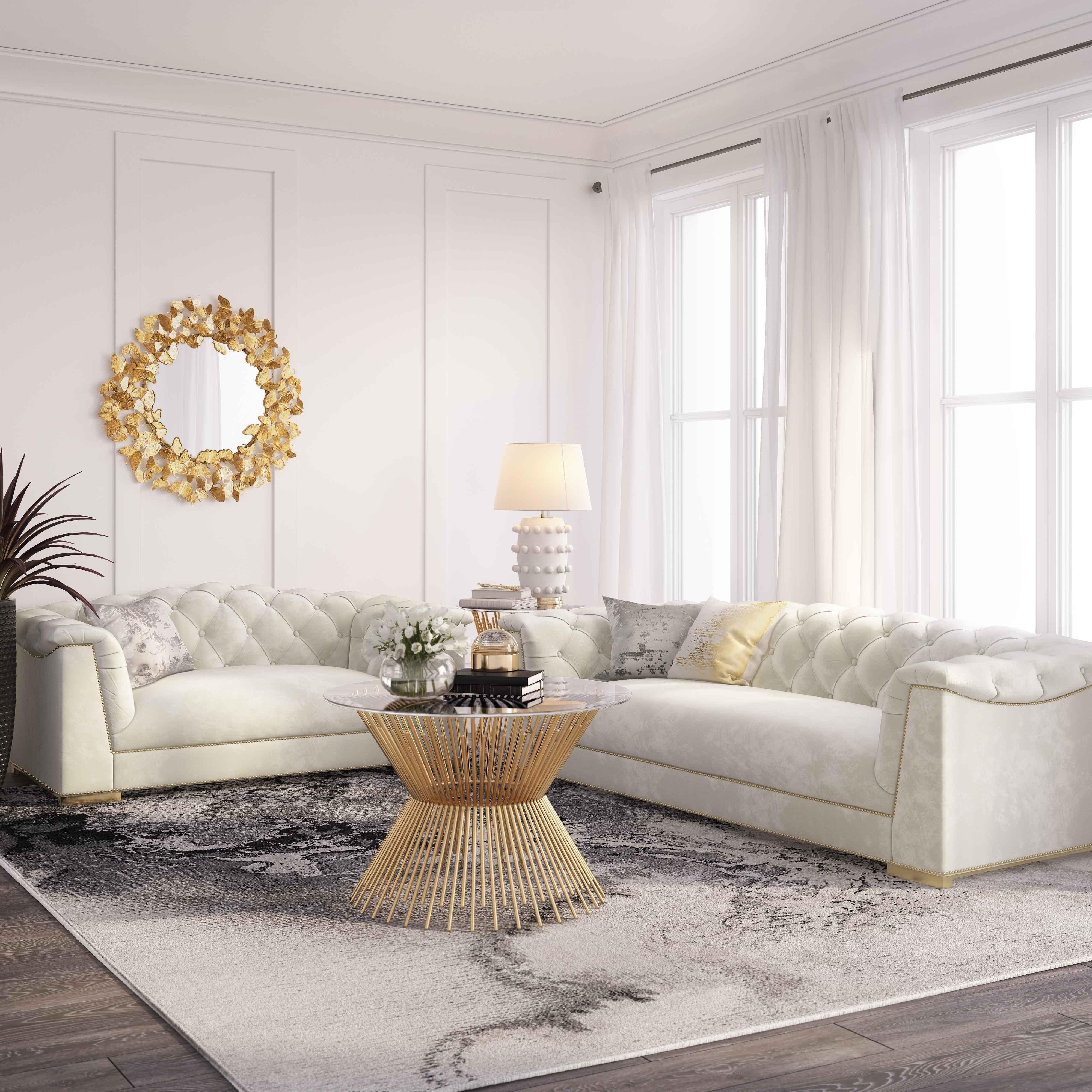 Farah Cream Velvet Loveseat