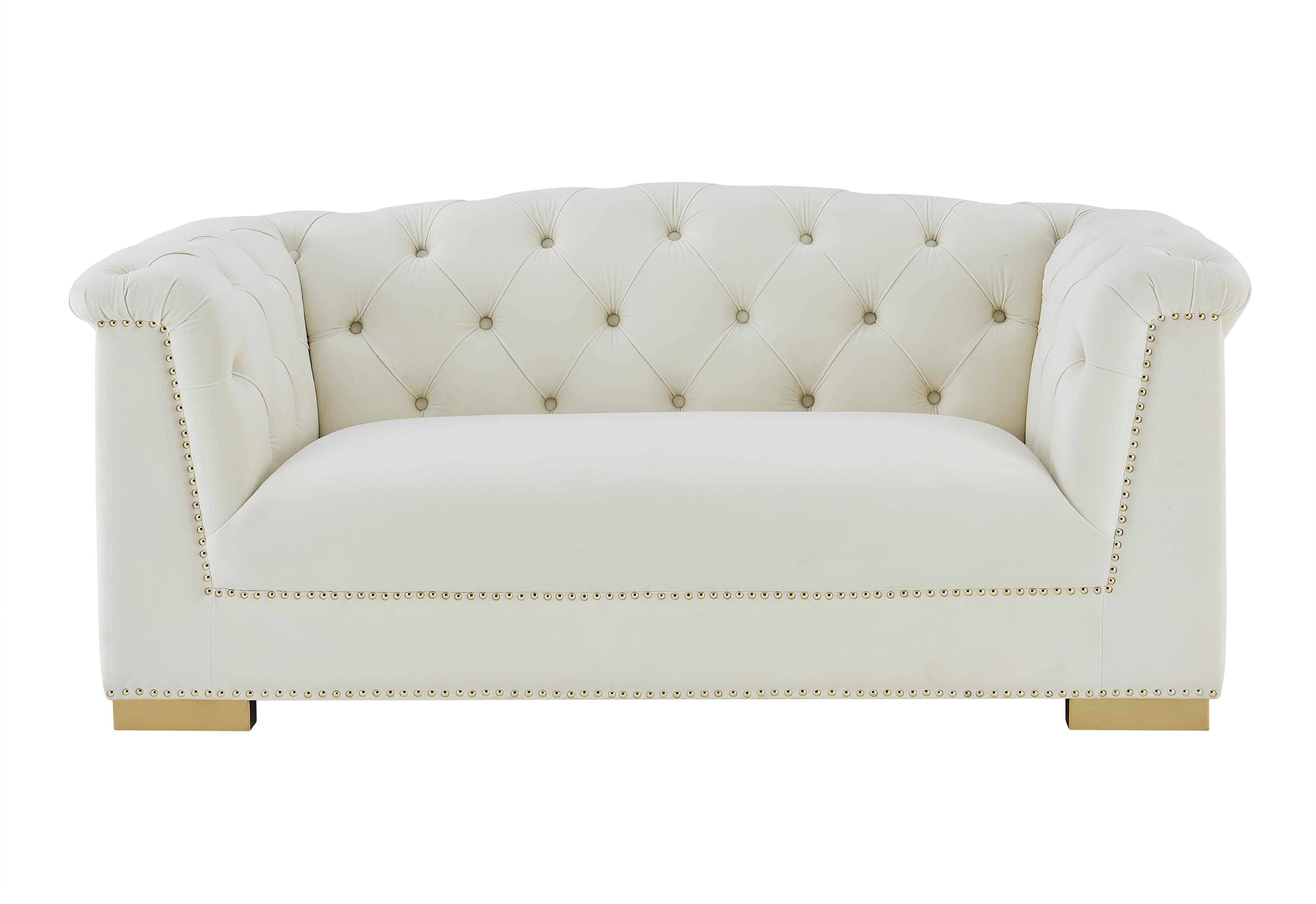 Farah Cream Velvet Loveseat