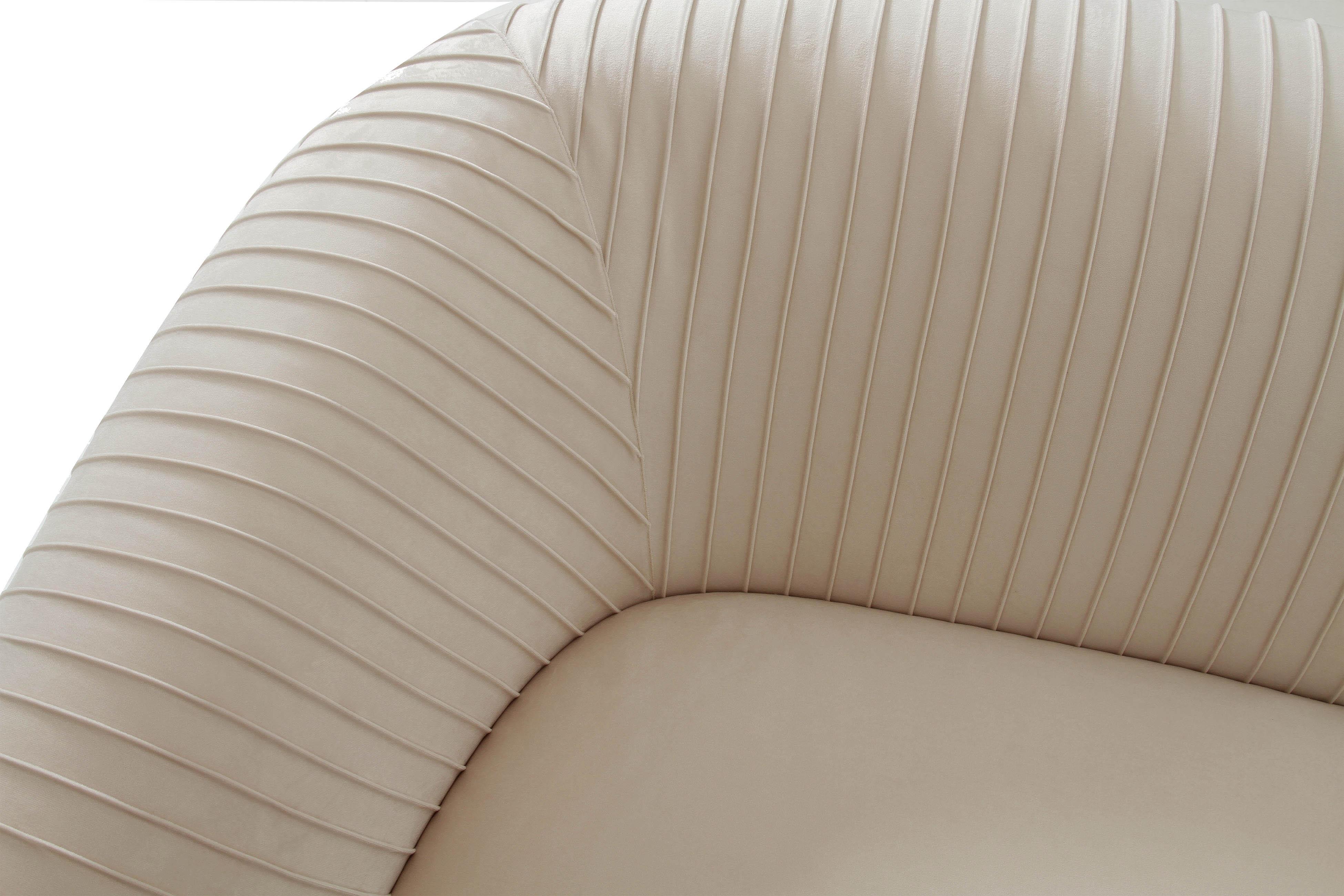 Yara Pleated Beige Velvet Loveseat