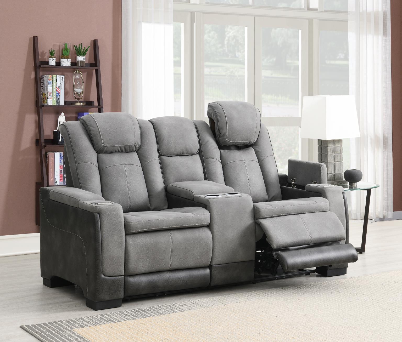 Frederick Slate Power Reclining W/Pwr Headrest, Storage Arms/Usb And Wireless Charger Loveseat Living Collection