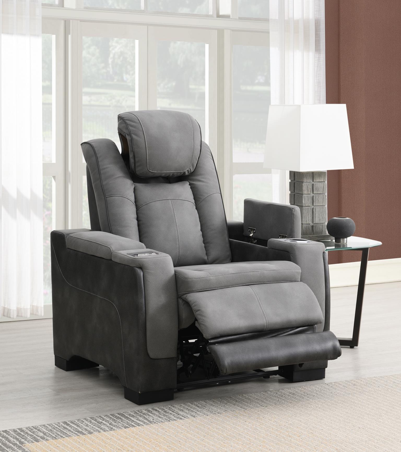 Frederick Slate Power Reclining W/Pwr Headrest, Storage Arms/Usb And Wireless Charger Loveseat Living Collection