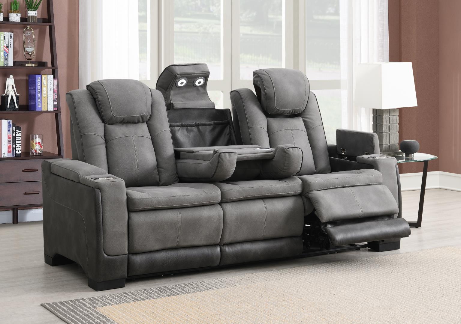 Frederick Slate Power Reclining W/Pwr Headrest, Storage Arms/Usb And Wireless Charger Loveseat Living Collection