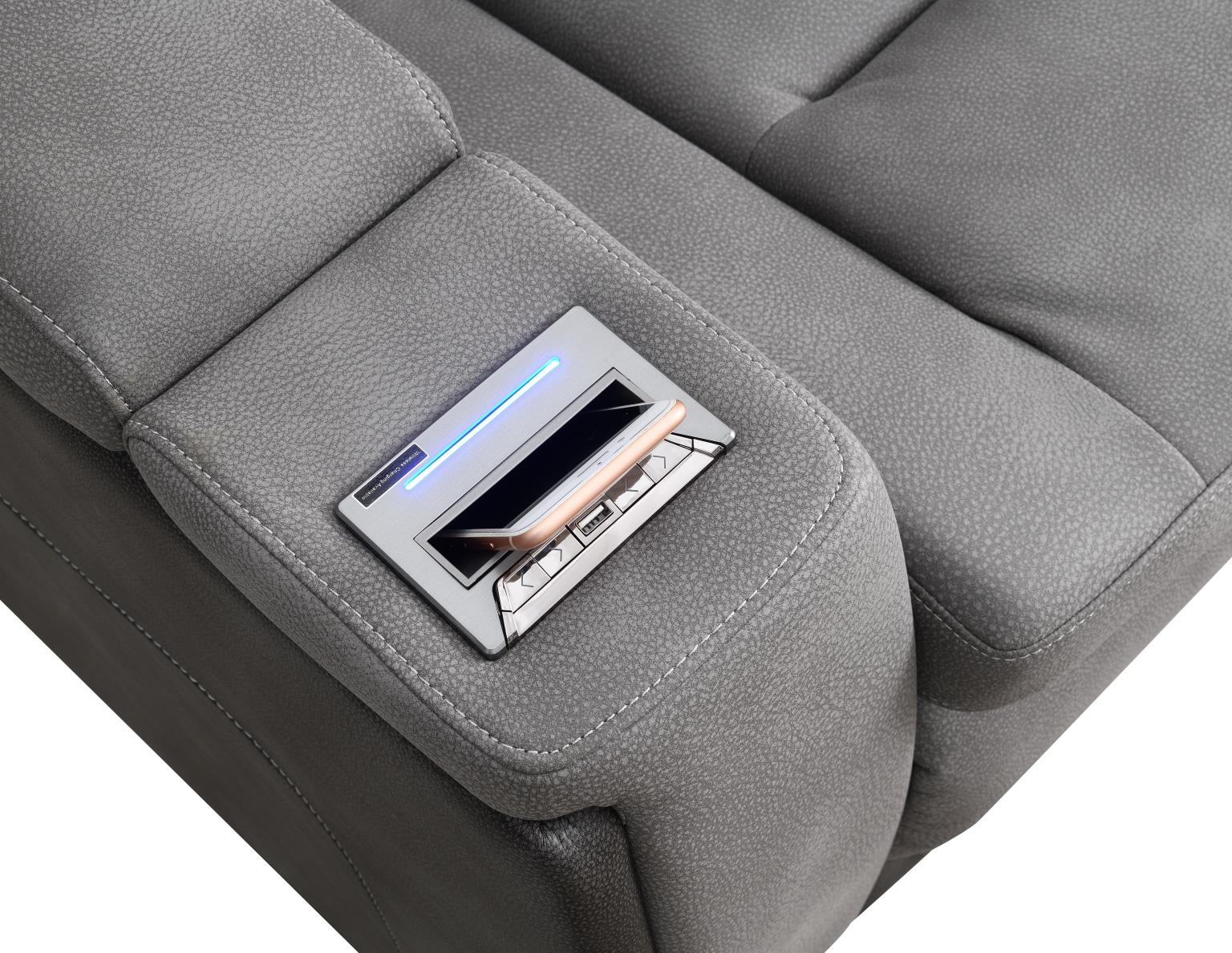 Frederick Slate Power Reclining W/Pwr Headrest, Storage Arms/Usb And Wireless Charger Loveseat Living Collection