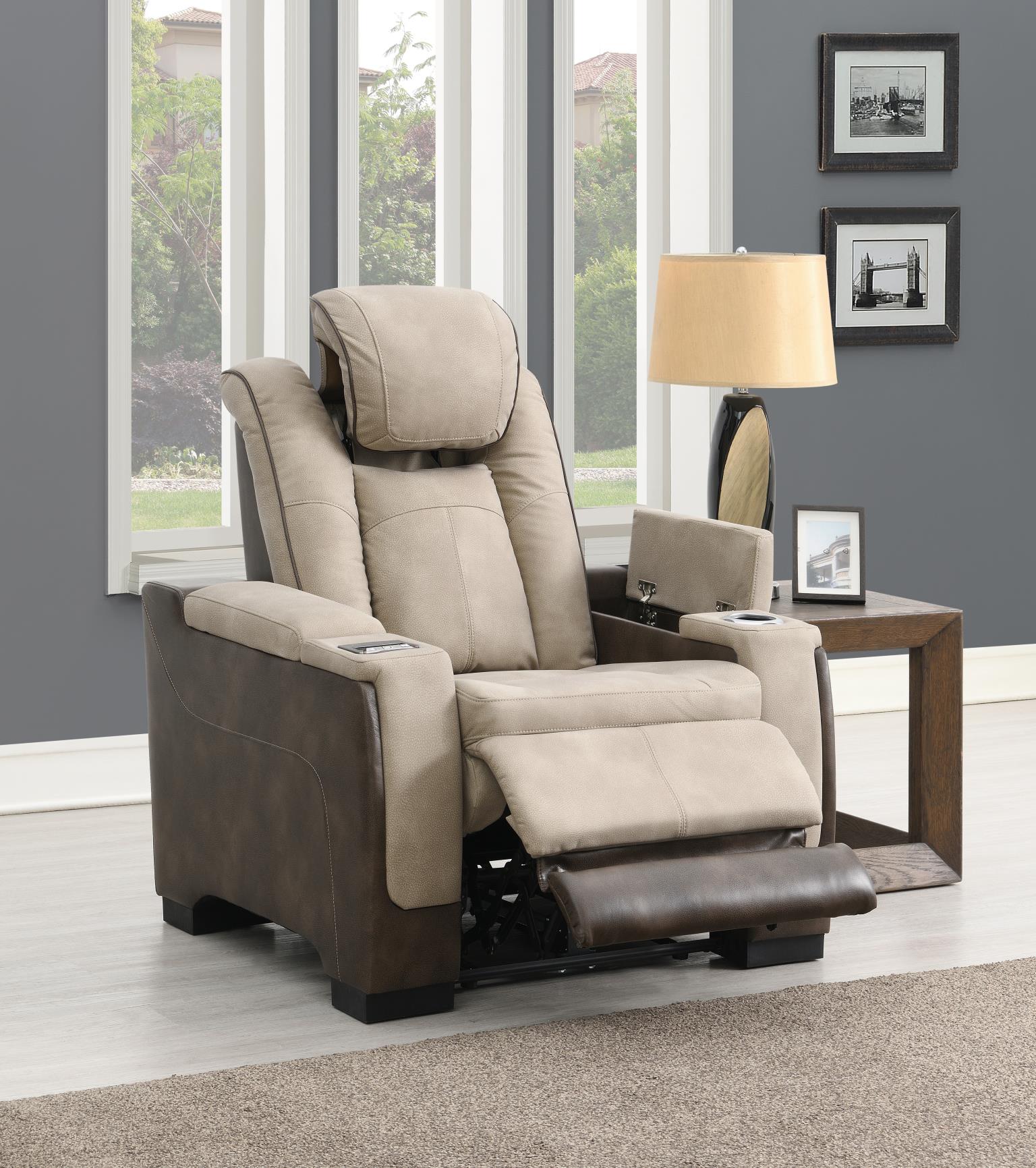 Frederick Sand Power Reclining W/Pwr Headrest, Storage Arms/Usb And Wireless Charger Loveseat Living Collection