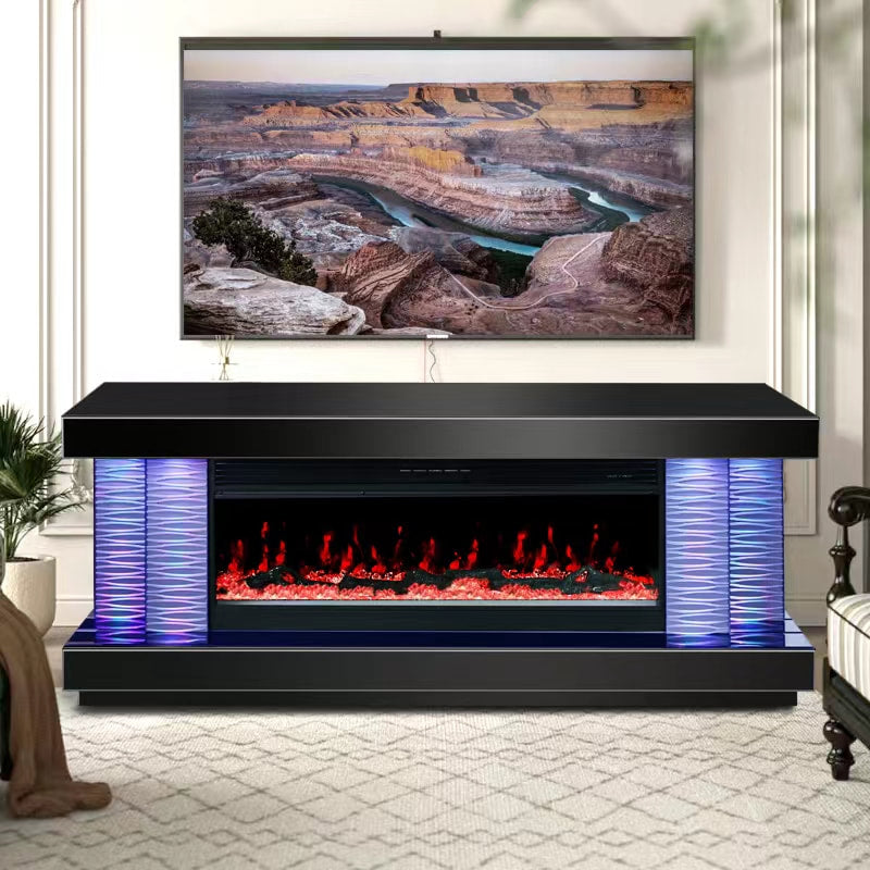 A89 TV STAND W/FIREPLACE (BLACK)