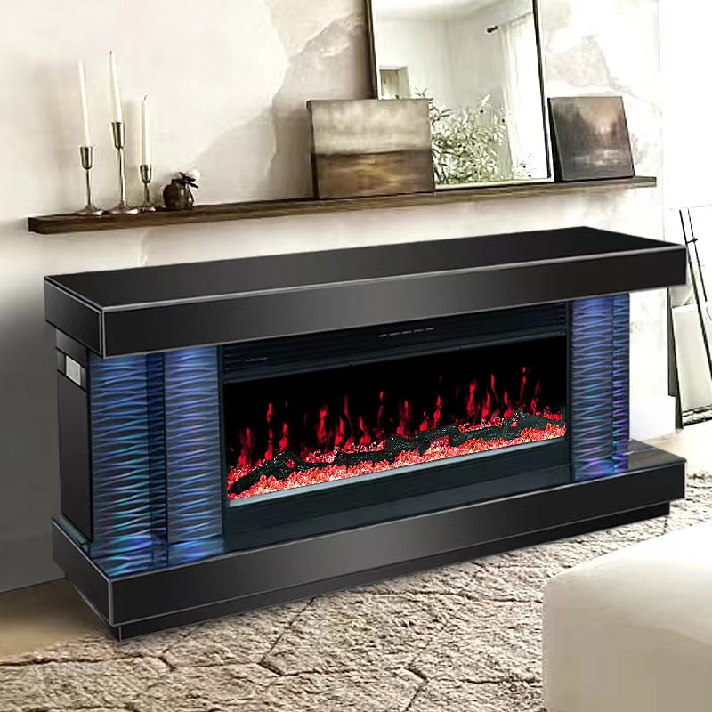 A89 TV STAND W/FIREPLACE (BLACK)