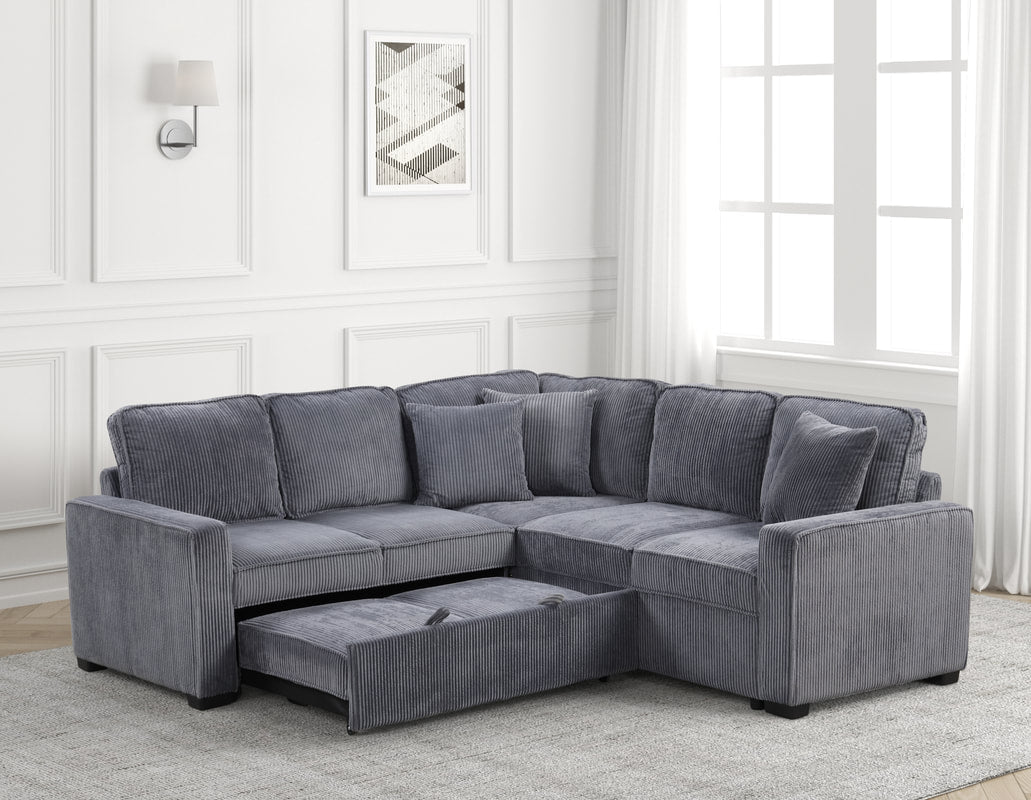 Ariel Charcoal Sectional With Pull-Out Bed **NEW ARRIVAL**