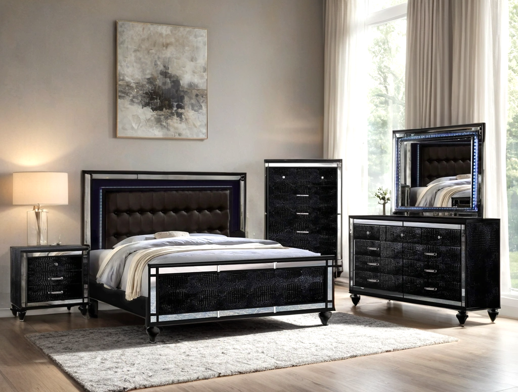 Blanca2 Black Bedroom Set Queen, King **NEW ARRIVAL**