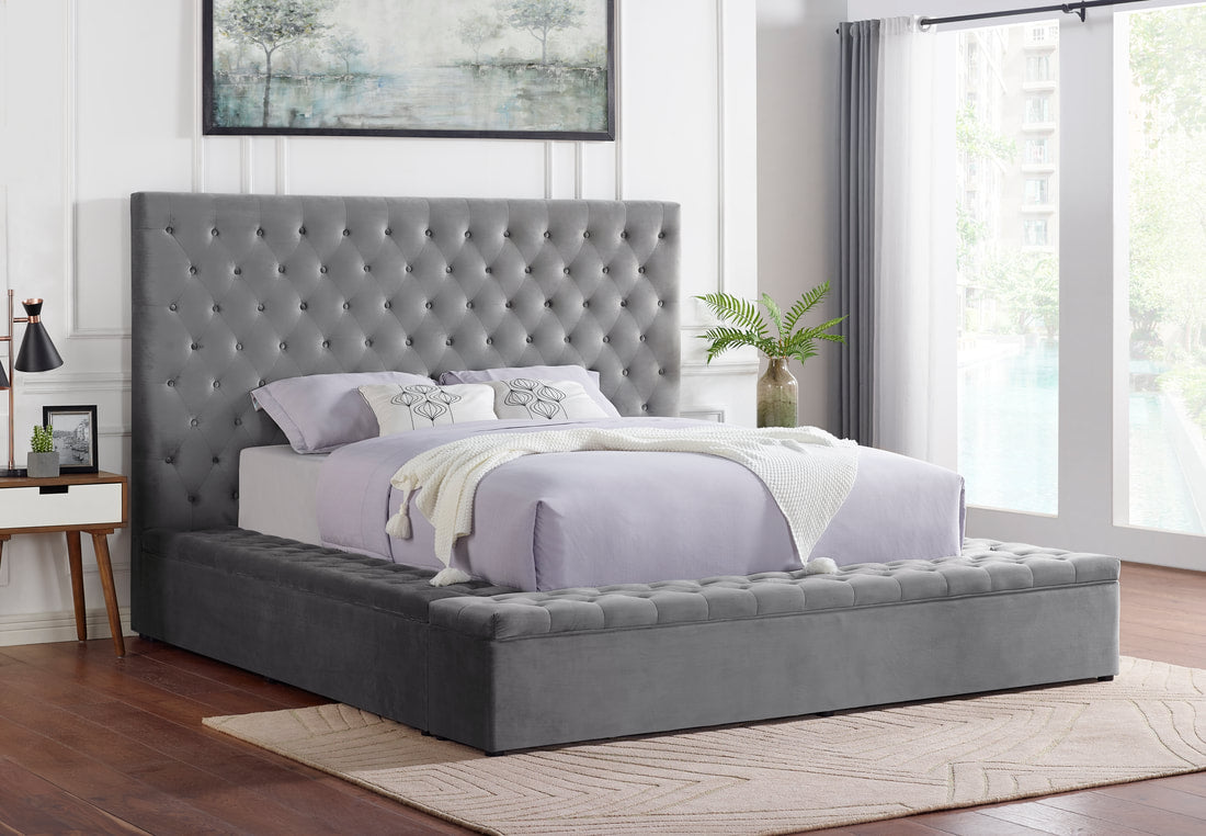 Paris Grey Platform Bed - Queen, King