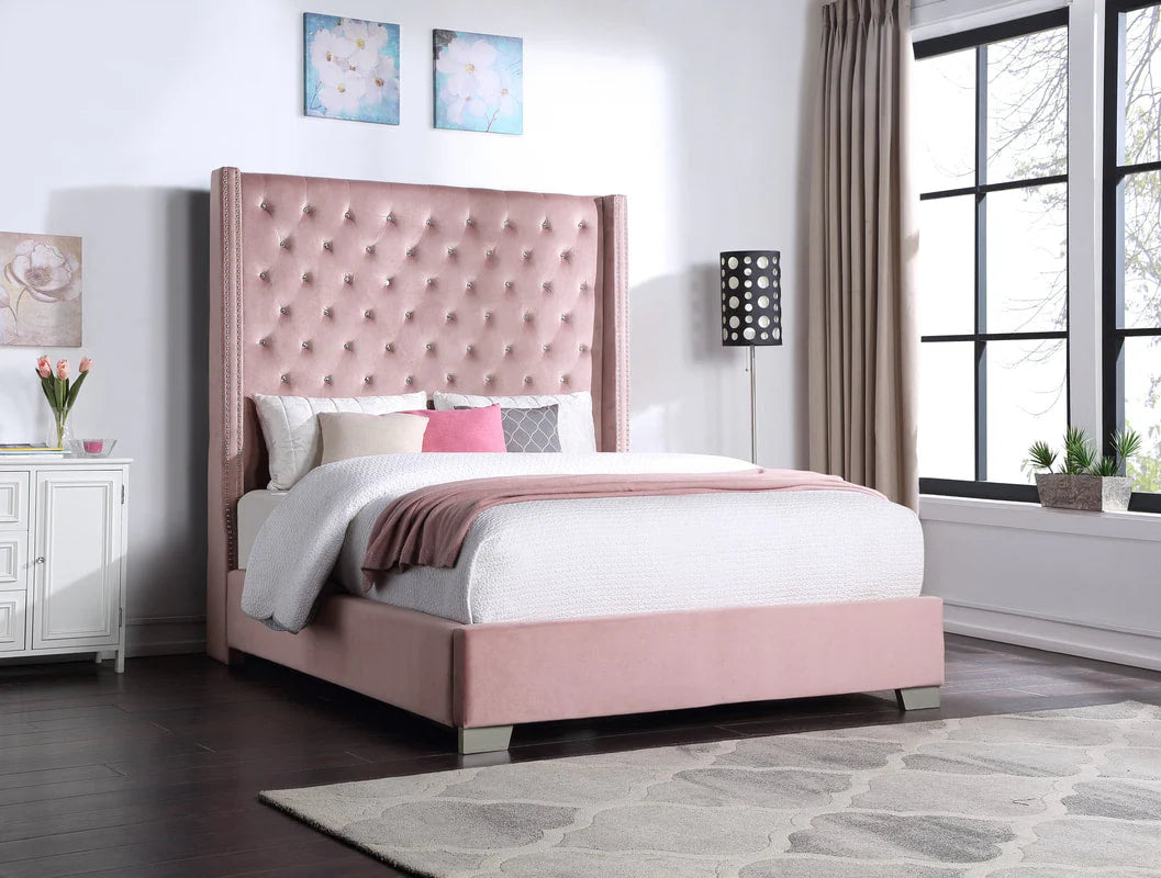 HH321 6ft Pink Velvet Bed