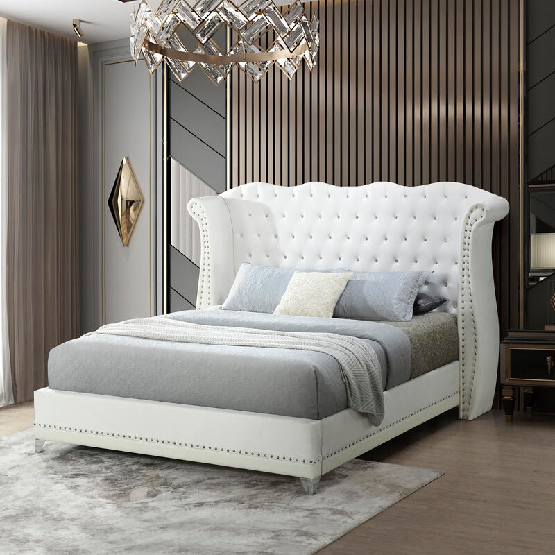 Luxor White Platform Bed - Queen, King