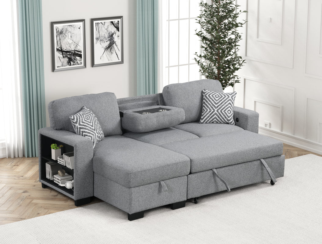 Pacific Gray Reversible Sectional With Pull-Out Bed **NEW ARRIVAL**